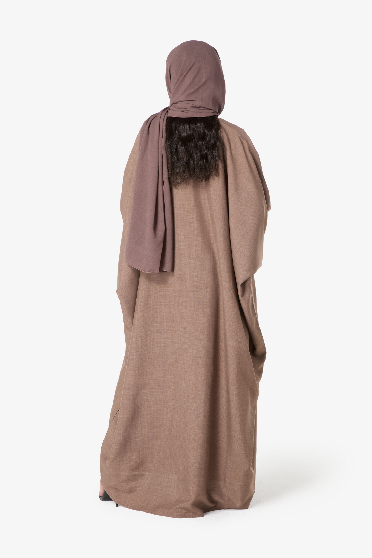 Stylish Mocha Open Abaya with Delicate Chest Detail