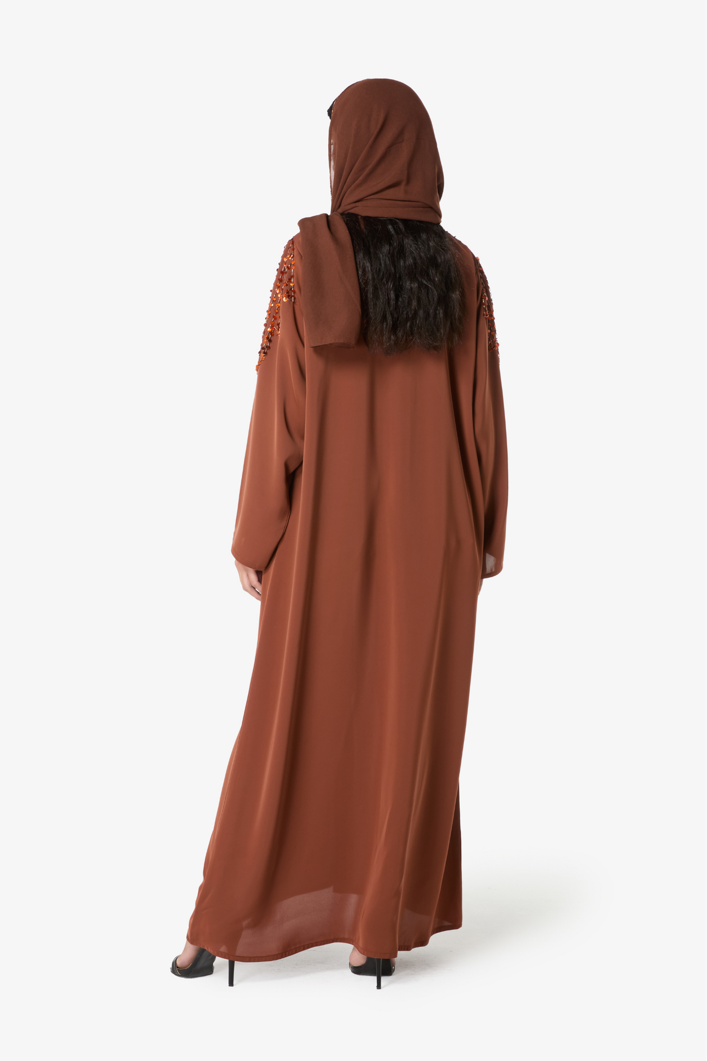 Burnt Copper Embellished Shoulder Abaya