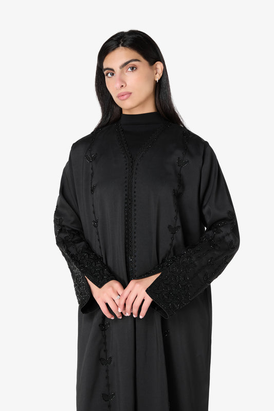 AMAALEEY | Black Butterfly Beaded Abaya