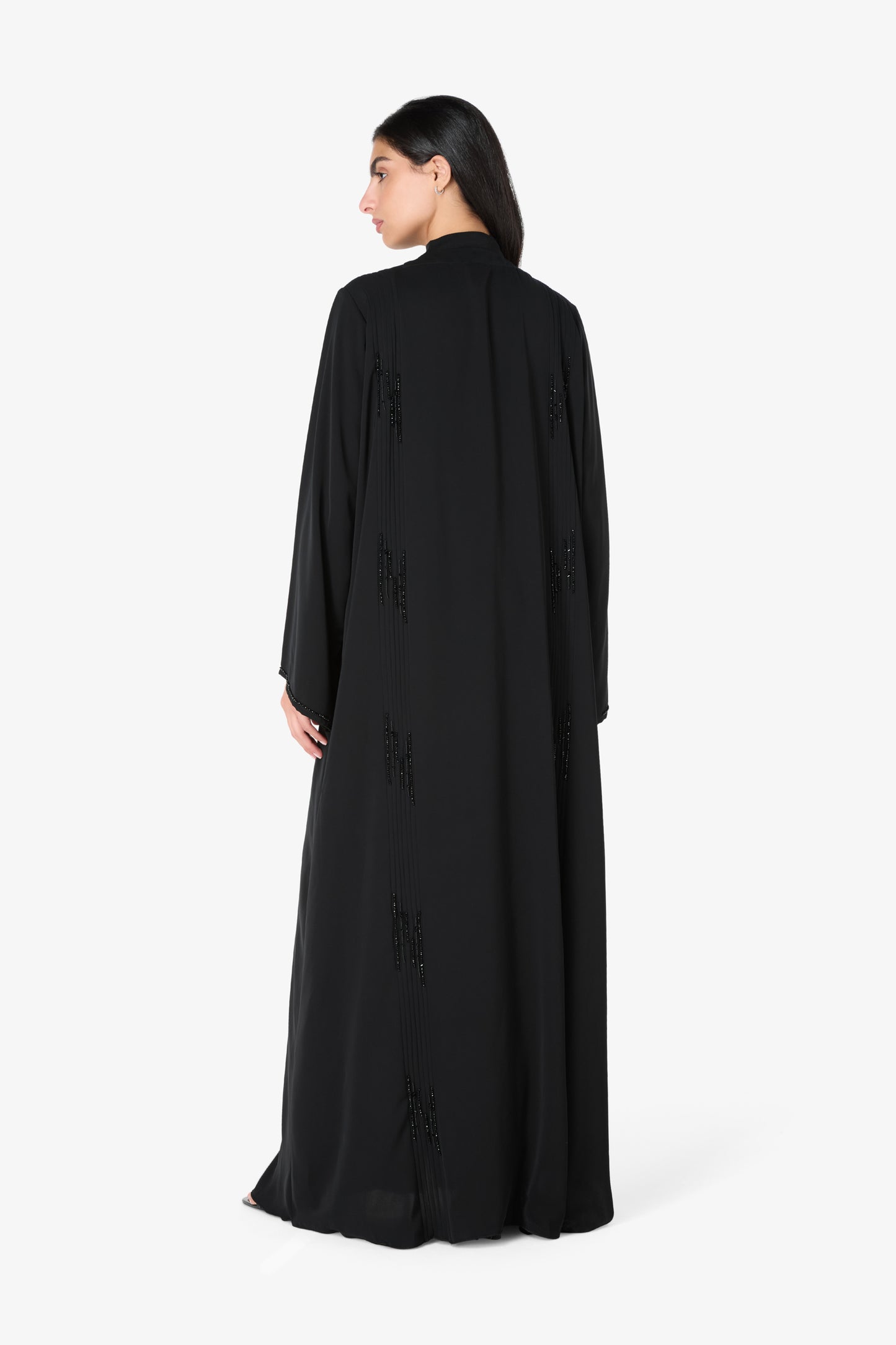 AMAALEEY | Simple Black Beaded Abaya