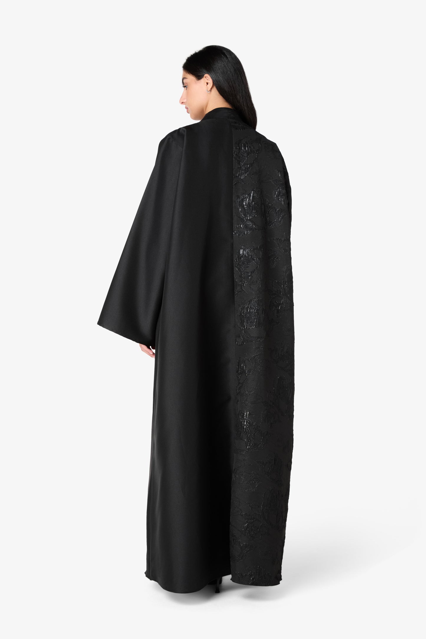 AMAALEEY | Asymmetrical Floral Embroidered Abaya