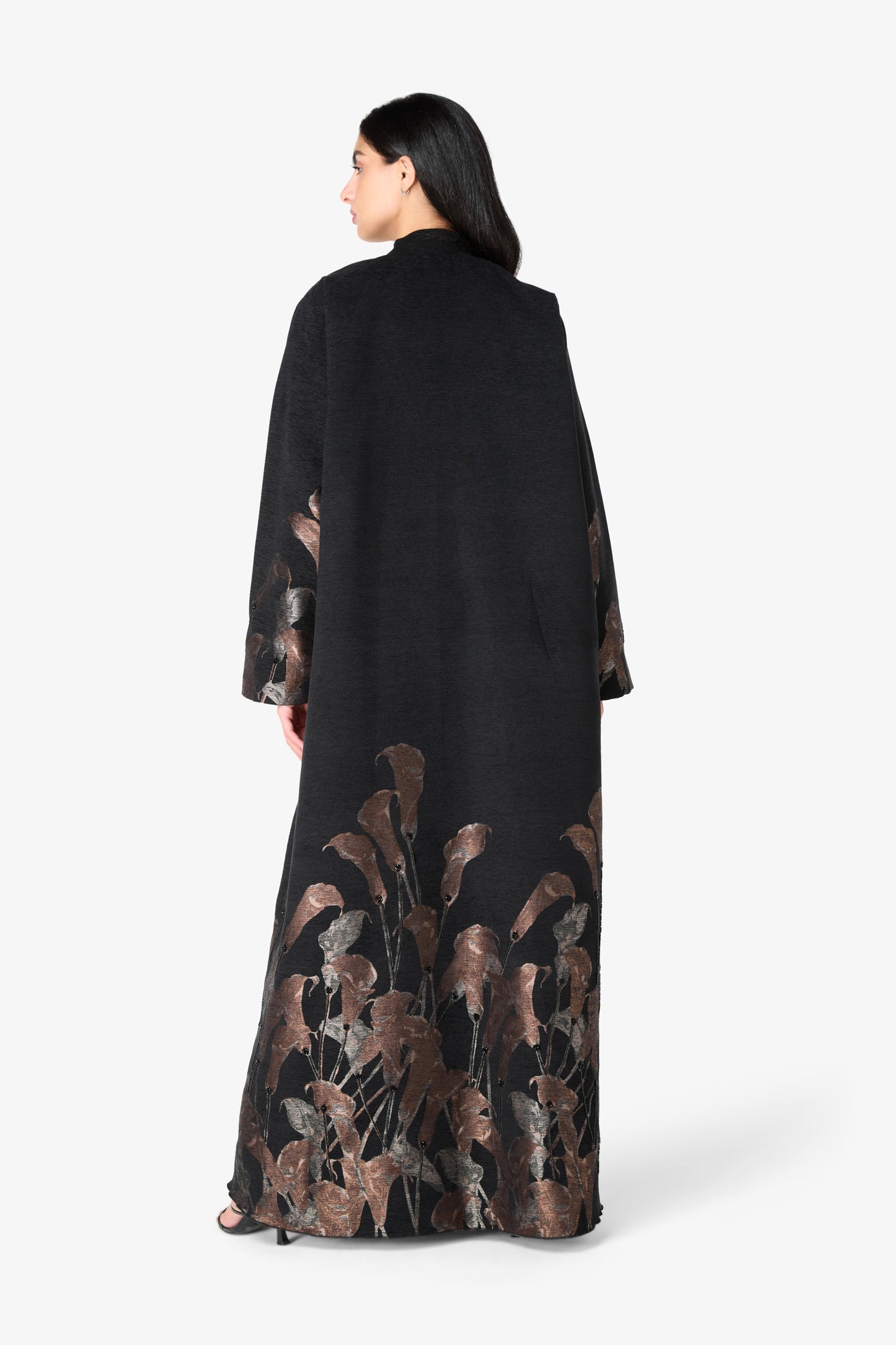 AMAALEEY | Bronze Floral Patterned Abaya