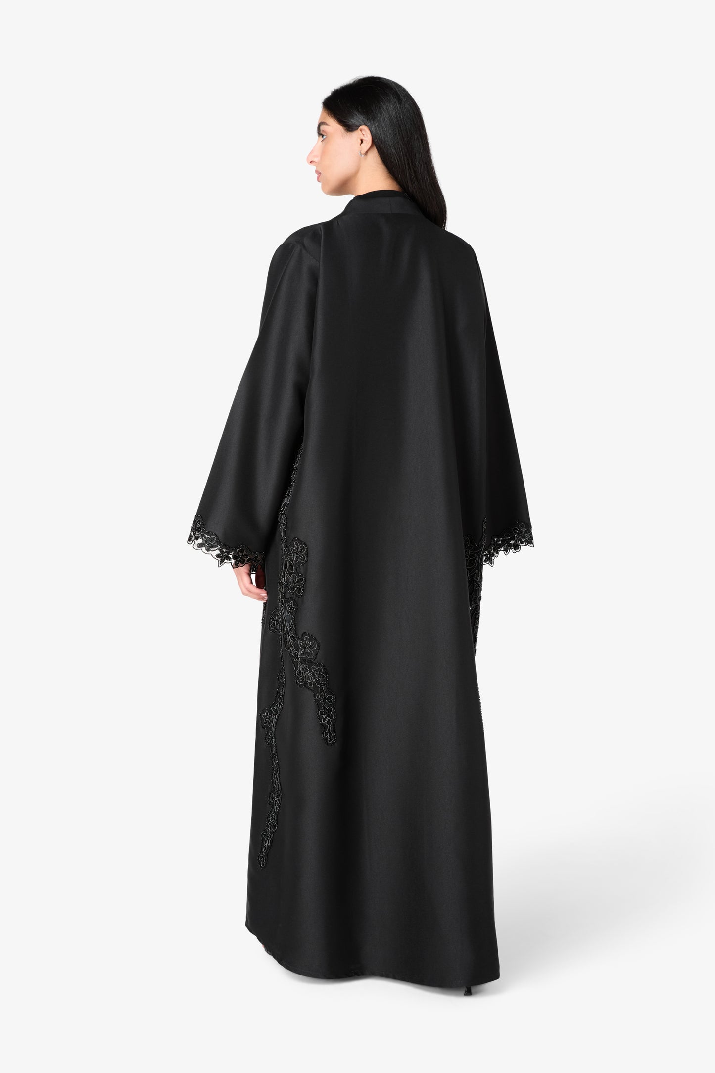 AMAALEEY | Deep Lace & Beaded Abaya