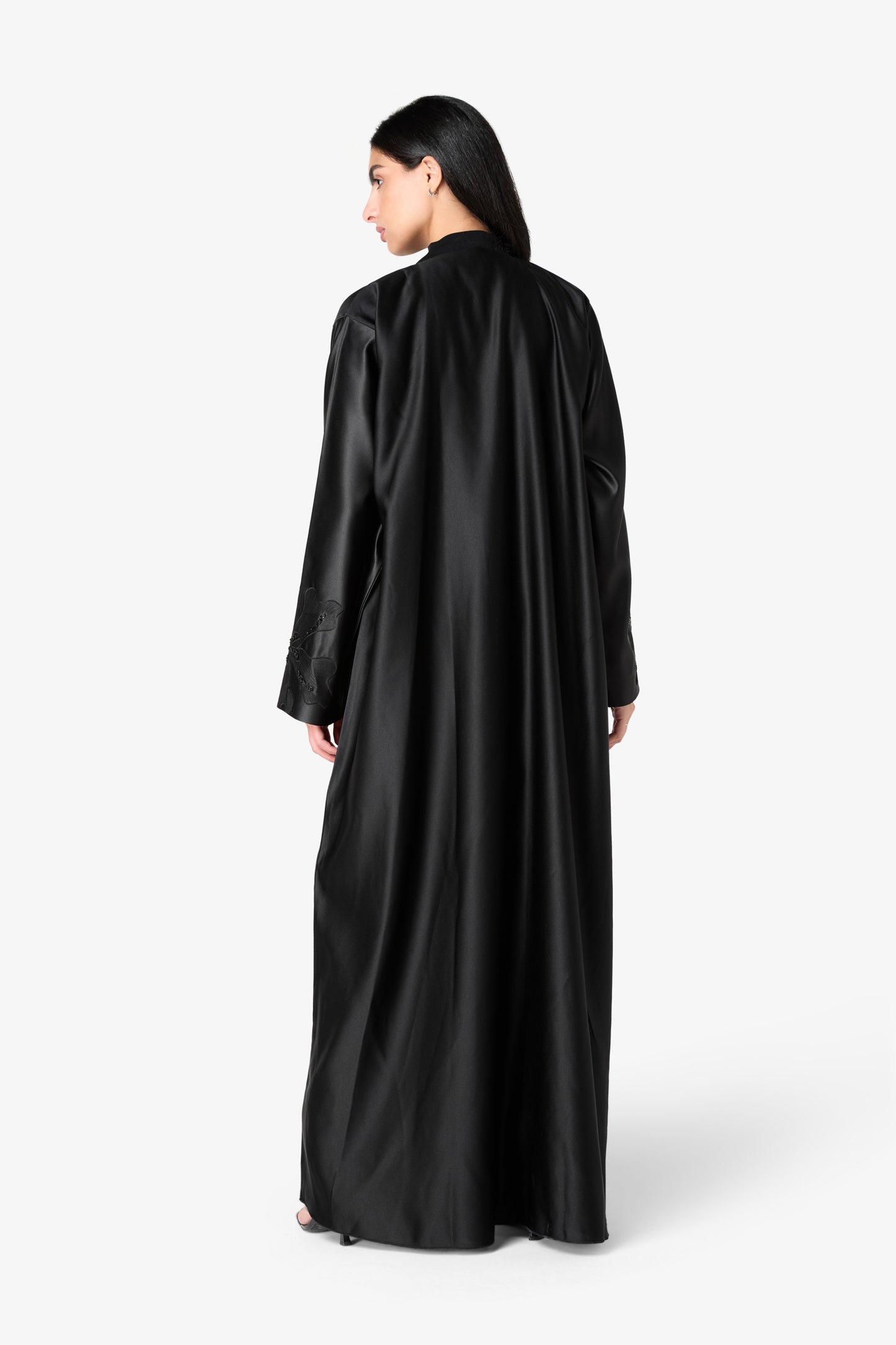 AMAALEEY | Minimalist Black Shiny Abaya