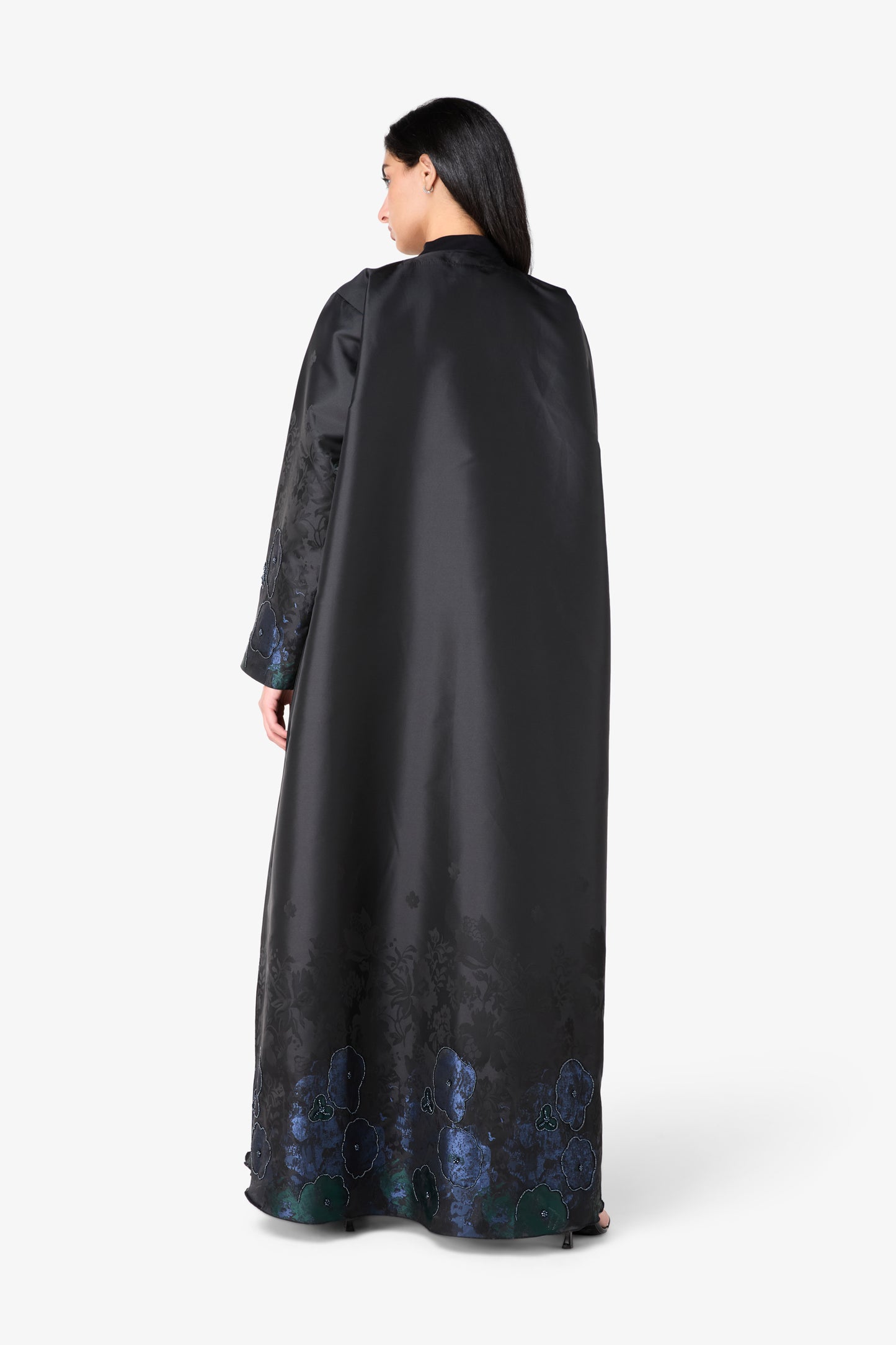 AMAALEEY | Blue and Green Floral Design Abaya