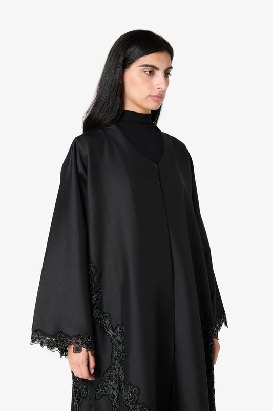 AMAALEEY Deep Lace & Beaded Abaya
