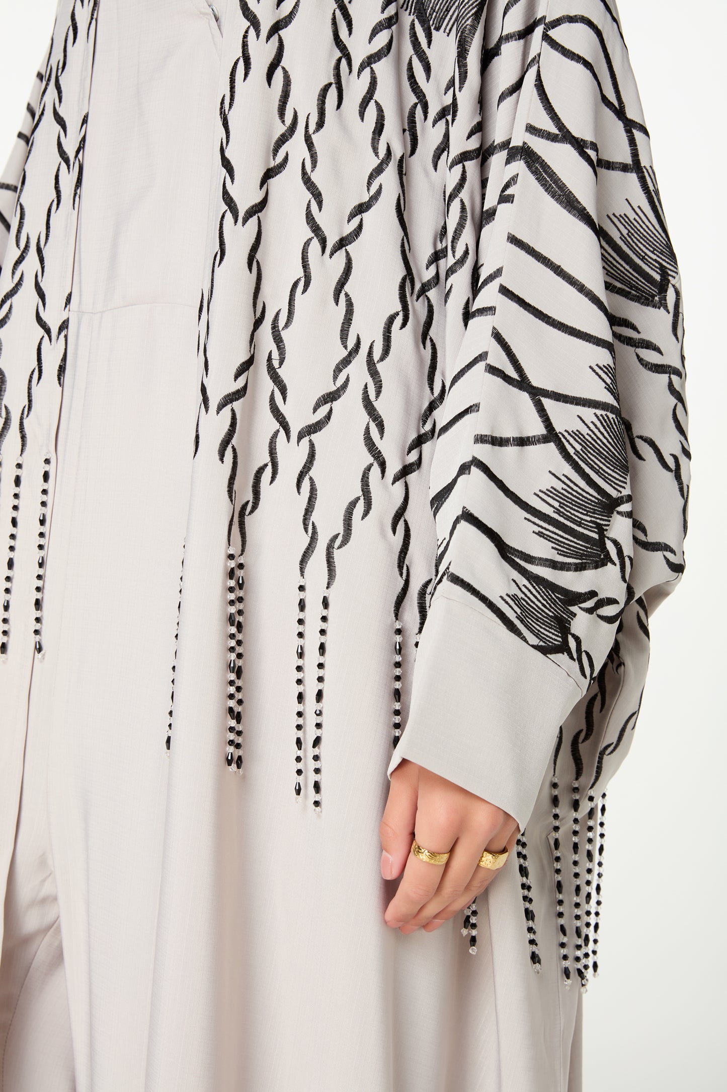 Elegant White Printed Abaya