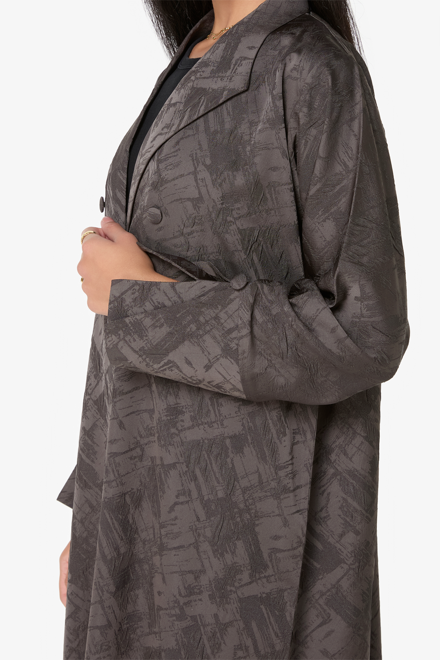 Timeless Charcoal Grey Textured Abaya