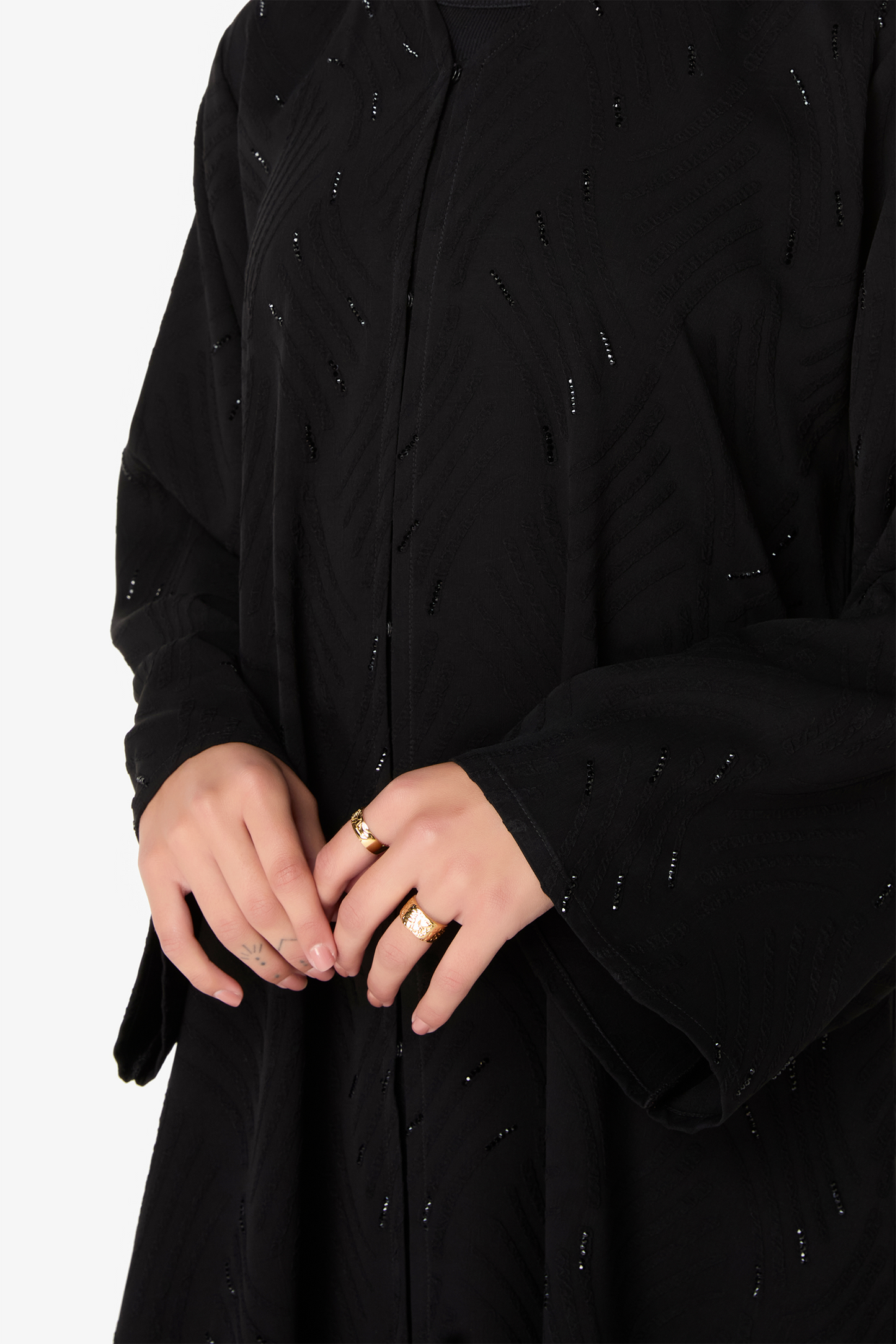 Chic Black Beaded Abaya