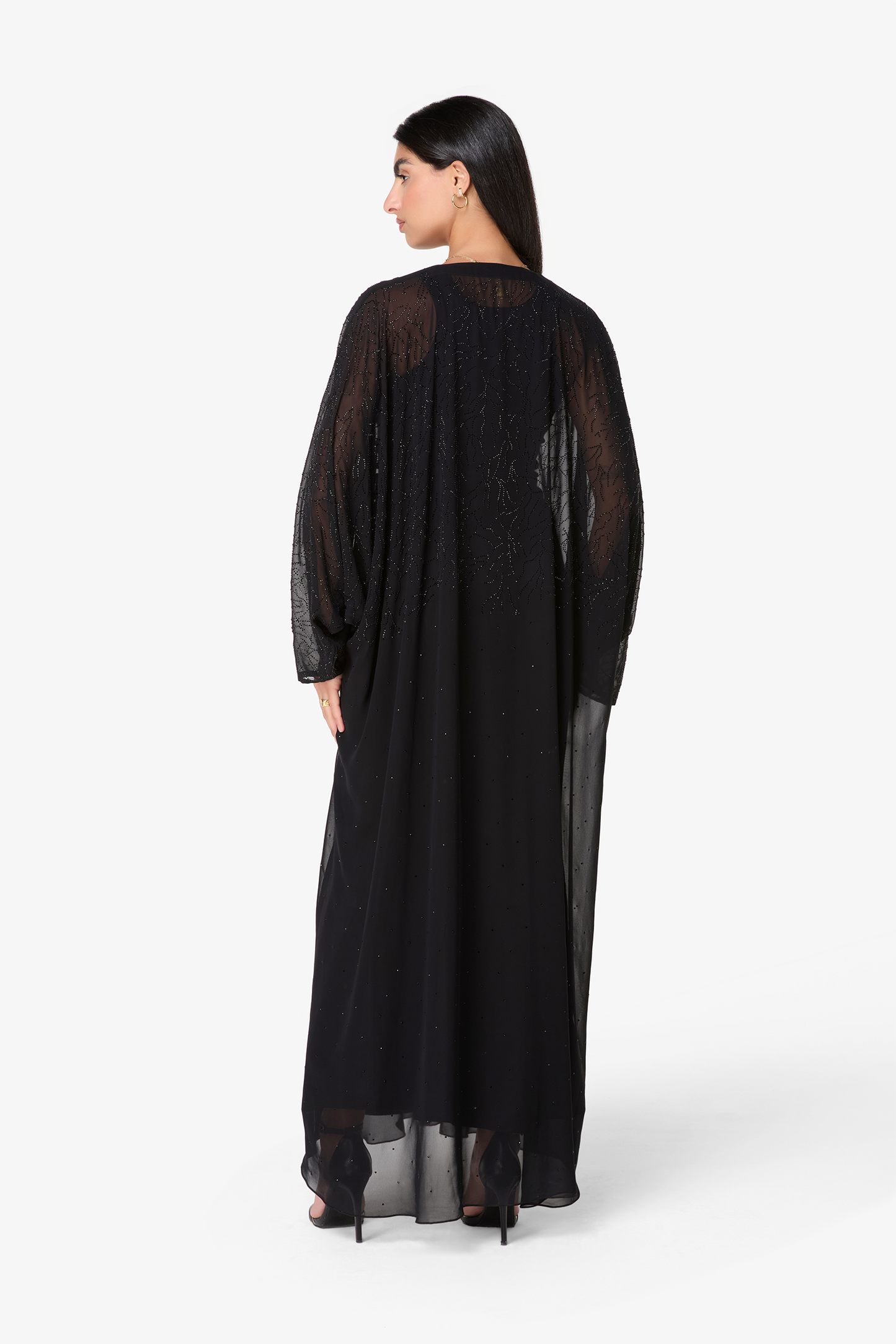 Black Sheer Embellished Abaya