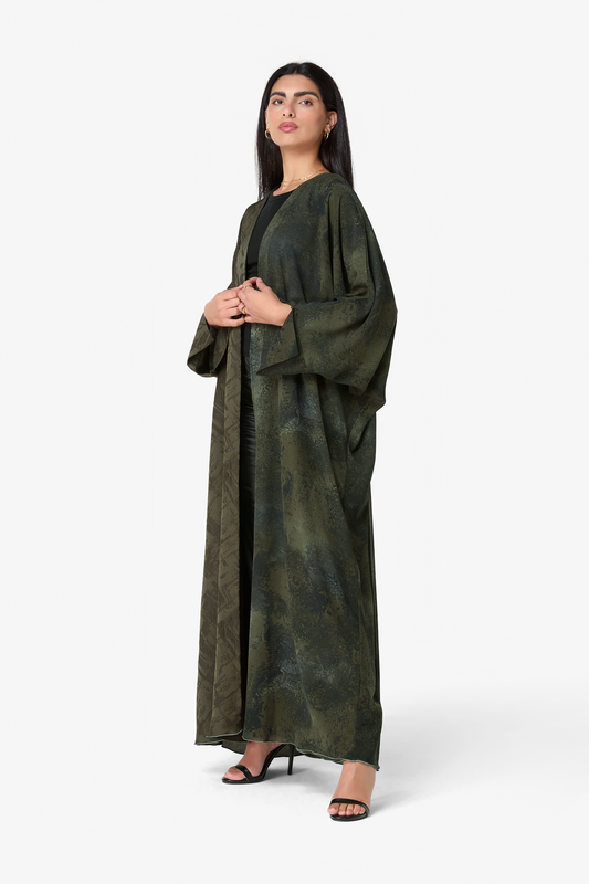 Olive Green Textured Abaya