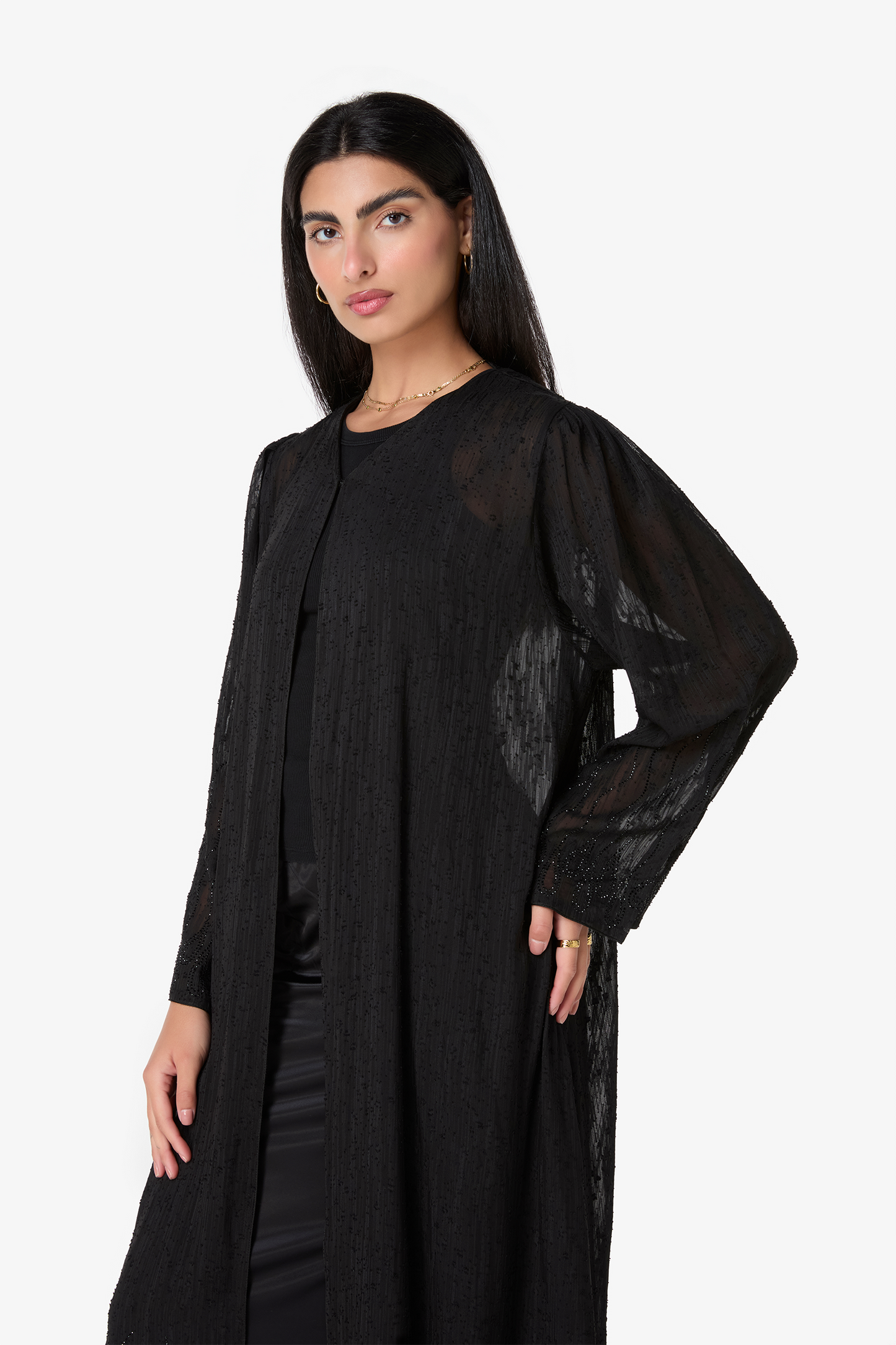 Elegant Black Textured Abaya