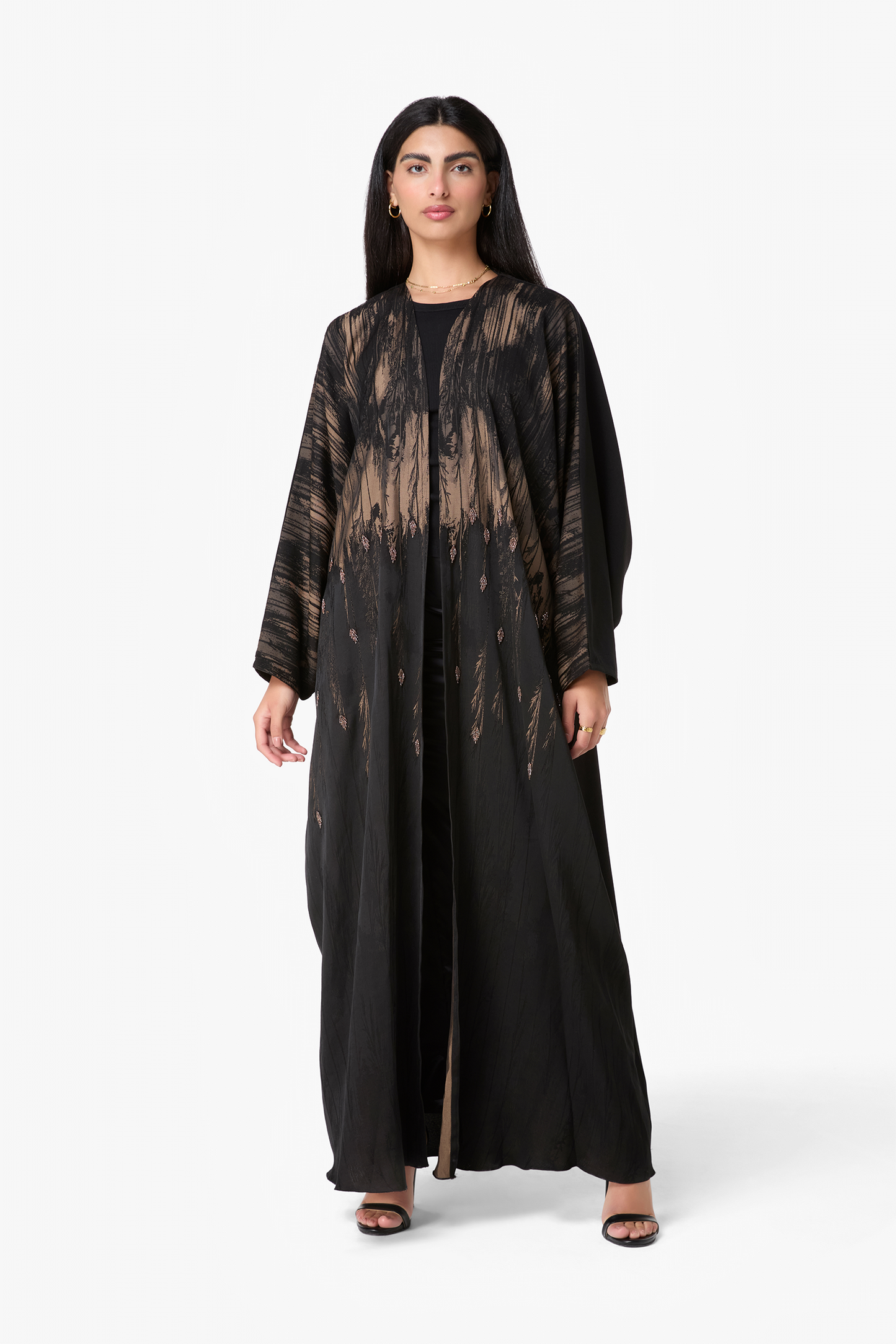 Black & Gold Sheer Embroidered Abaya