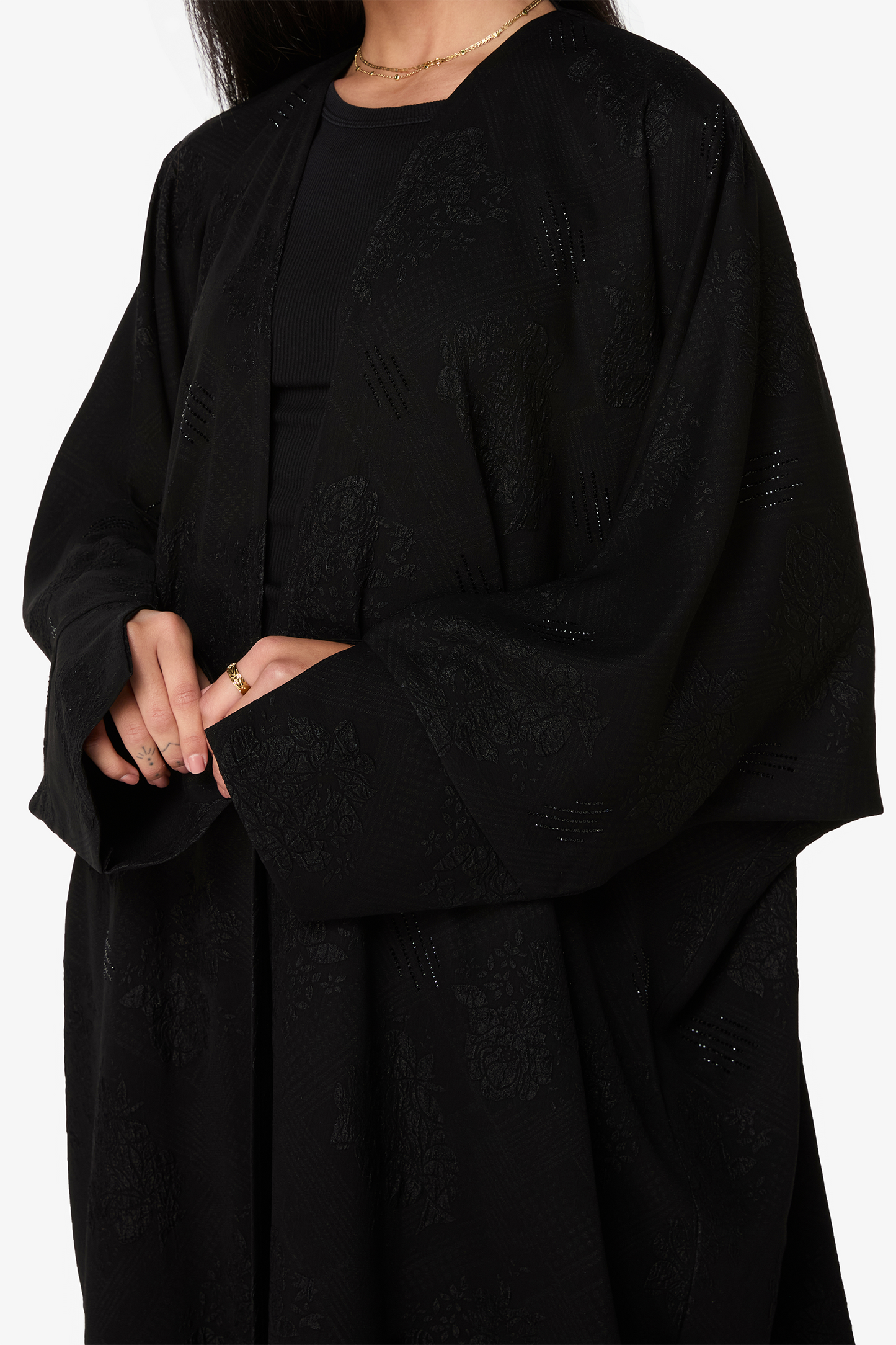 Simple Black Textured Abaya