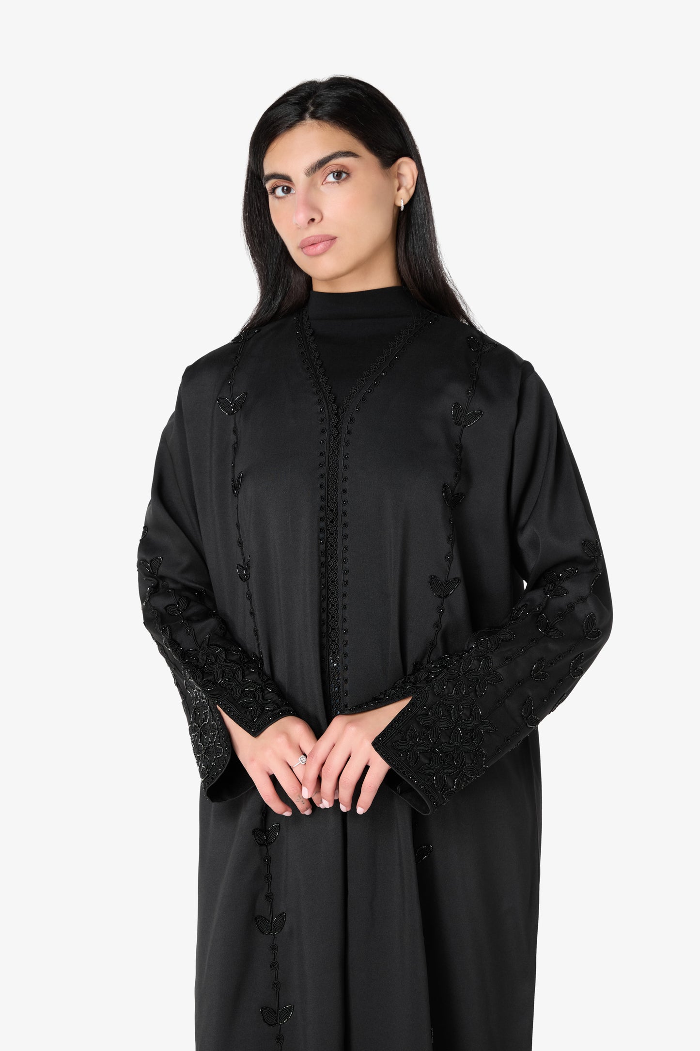 AMAALEEY | Black Butterfly Beaded Abaya