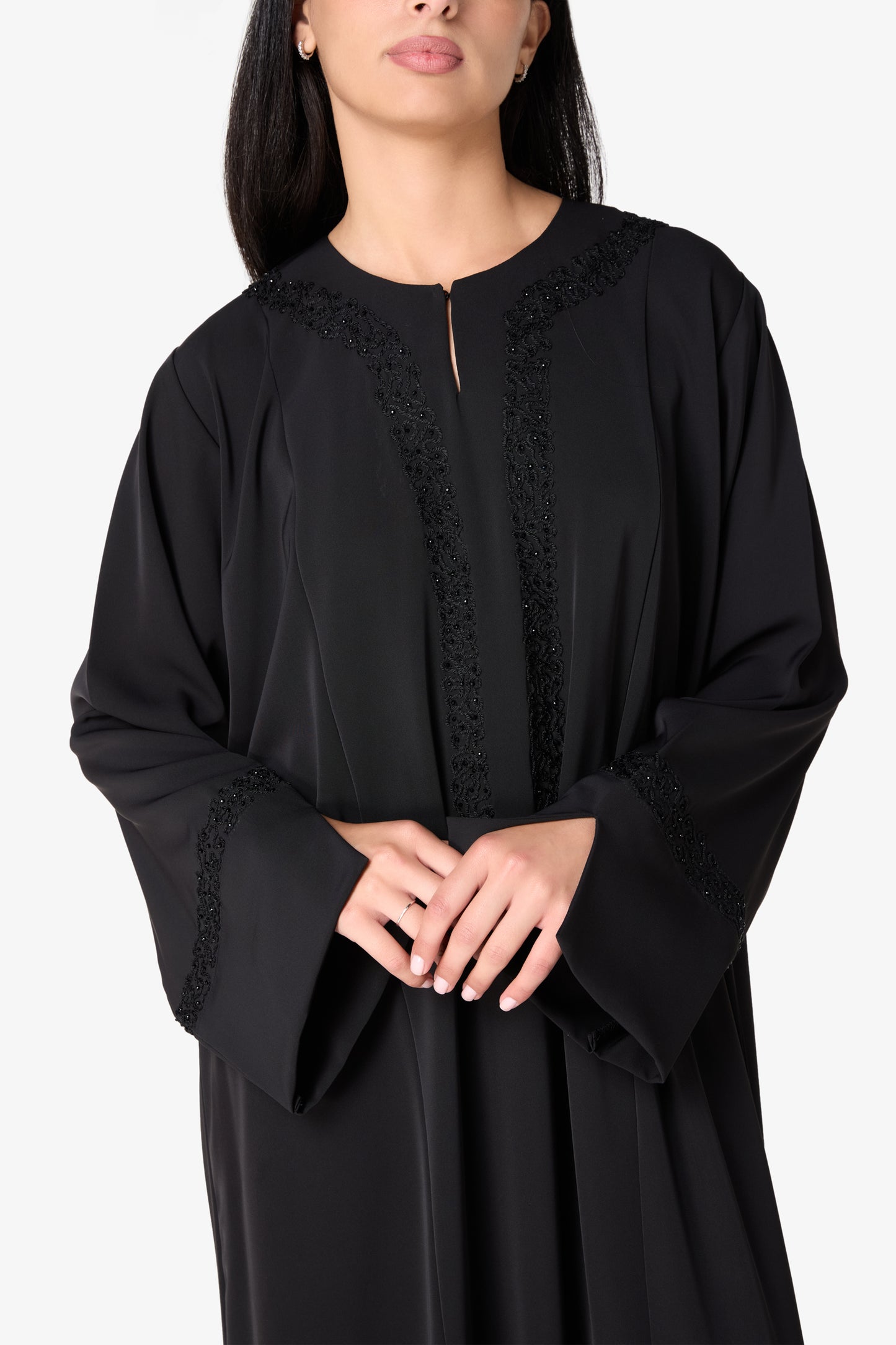 AMAALEEY | Refined Beaded Black Abaya