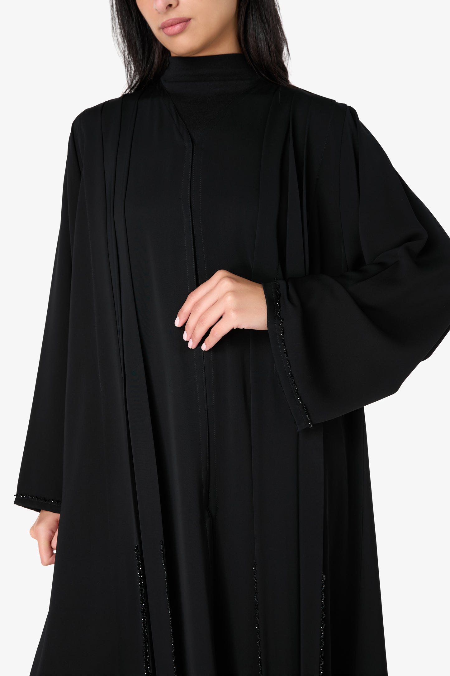 AMAALEEY | Classic Black Beaded Abaya