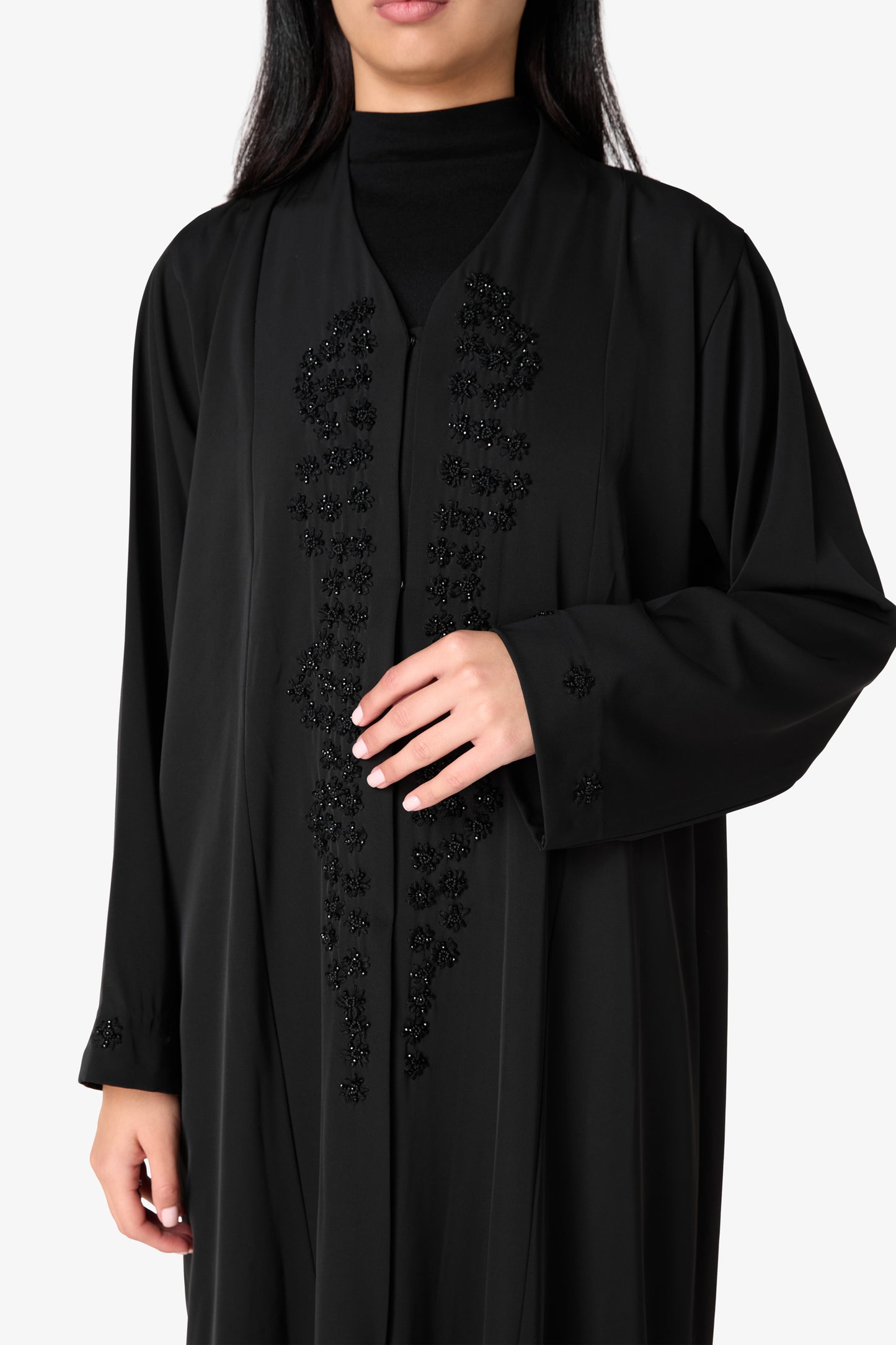 AMAALEEY | Elegant Embroidered Black Abaya