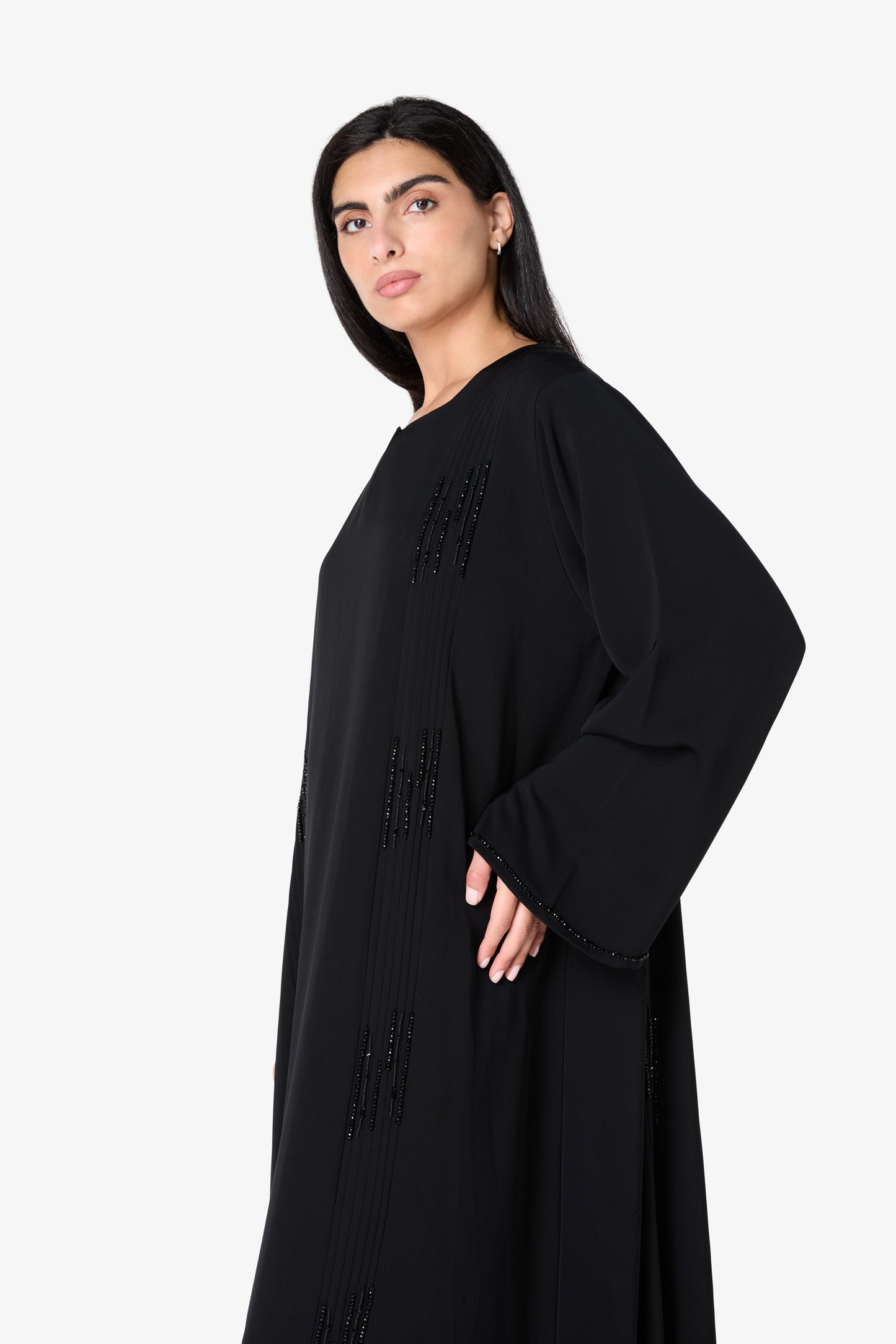 AMAALEEY | Linear Beaded Front Abaya