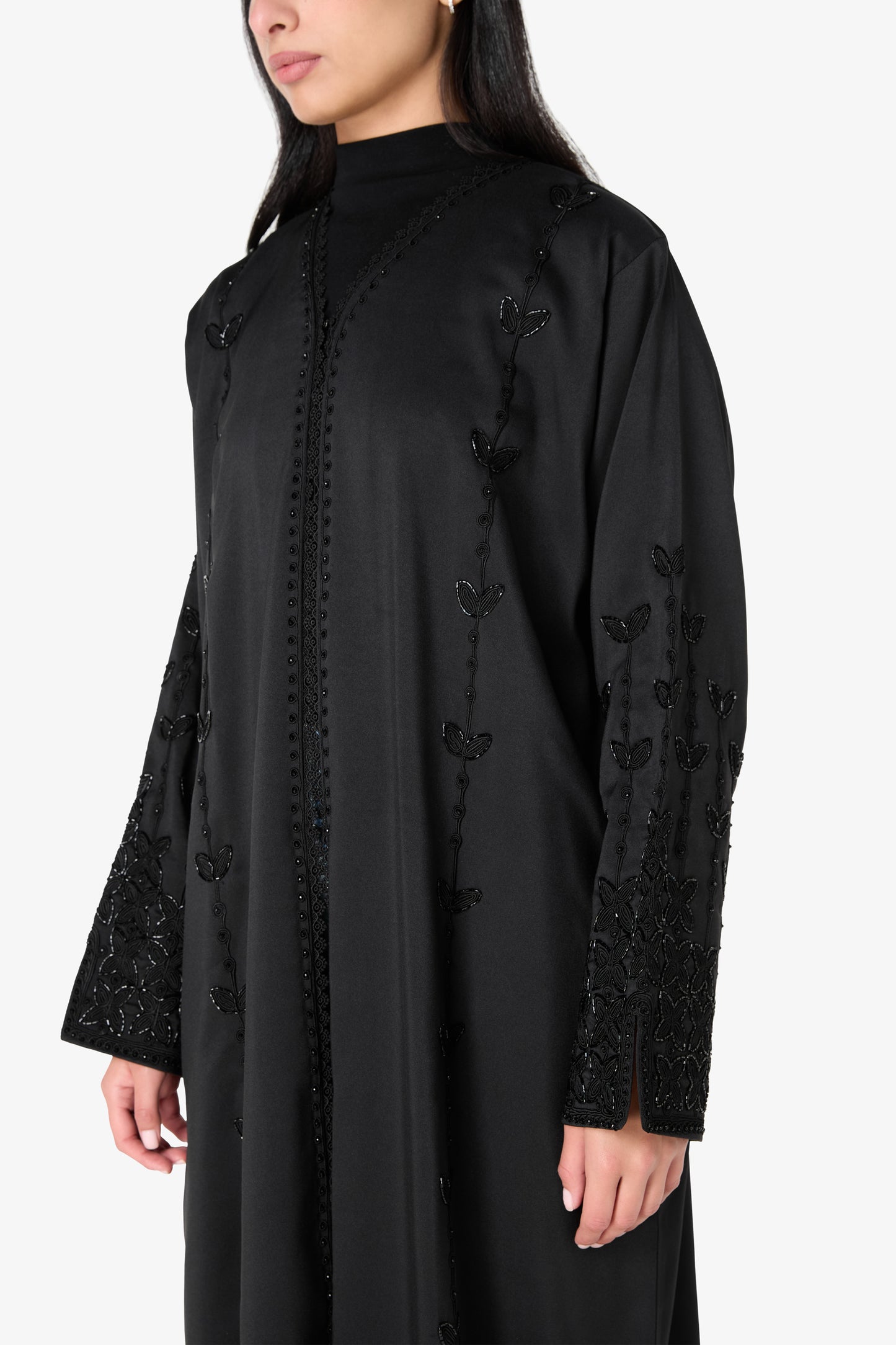 AMAALEEY | Black Butterfly Beaded Abaya