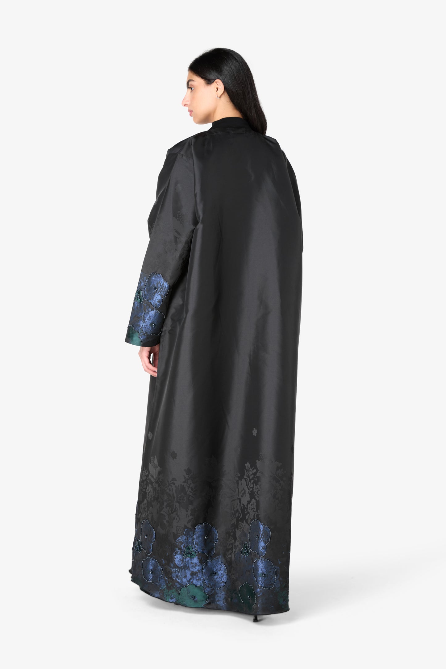 AMAALEEY | Three-Tone Floral Design Black Abaya