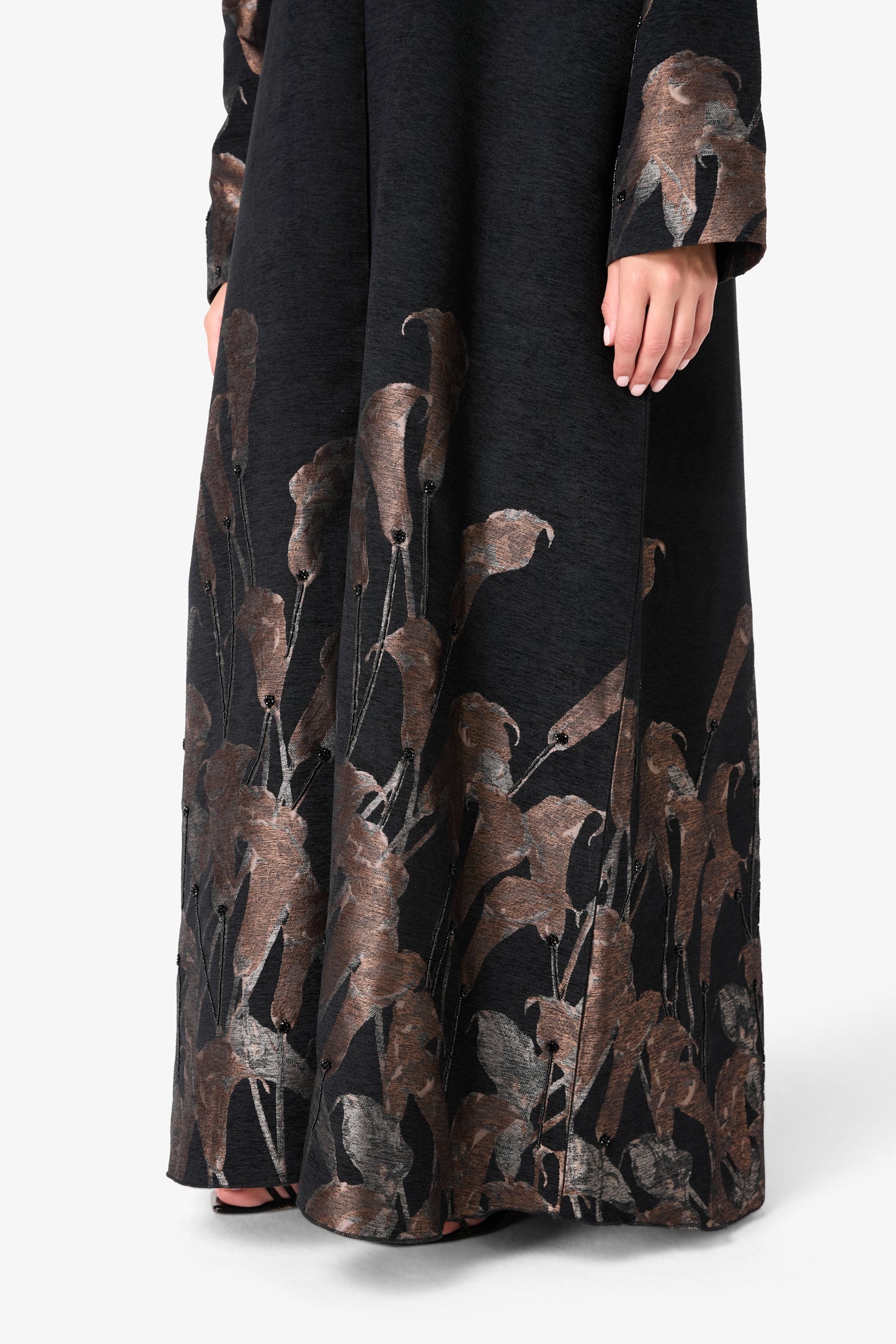 AMAALEEY | Bronze Floral Patterned Abaya