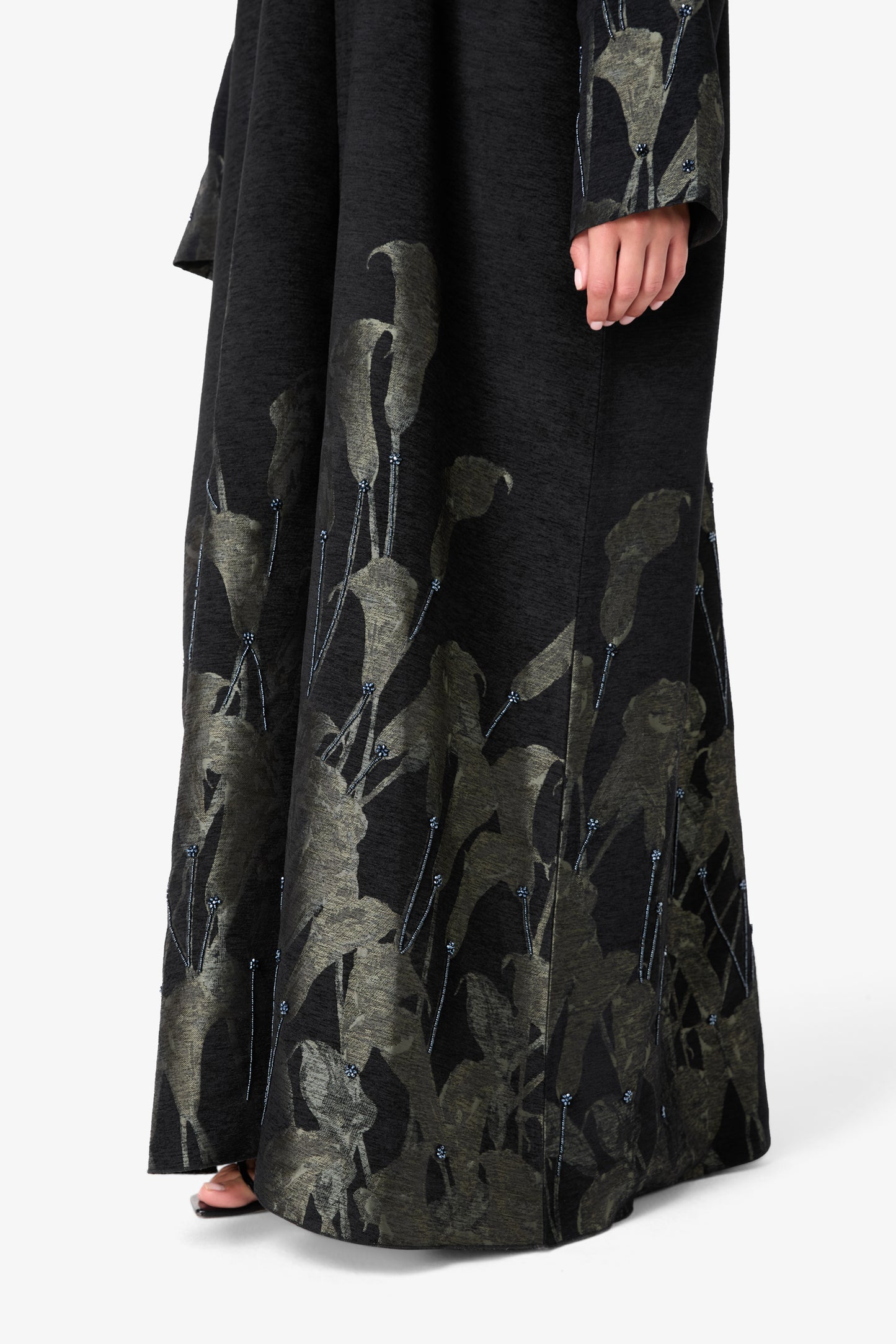 AMAALEEY | Olive Calla Lily Pattern Abaya
