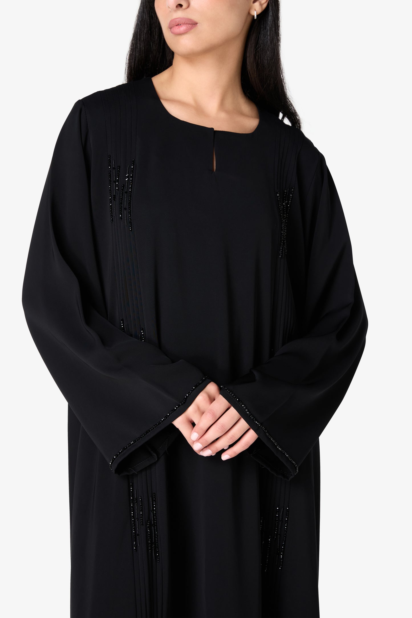 AMAALEEY | Linear Beaded Front Abaya
