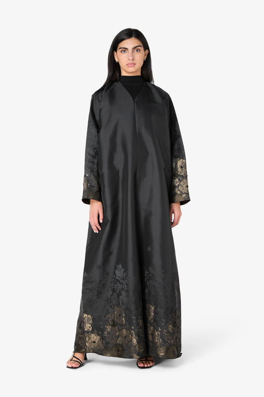 AMAALEEY | Gold Floral Design Abaya
