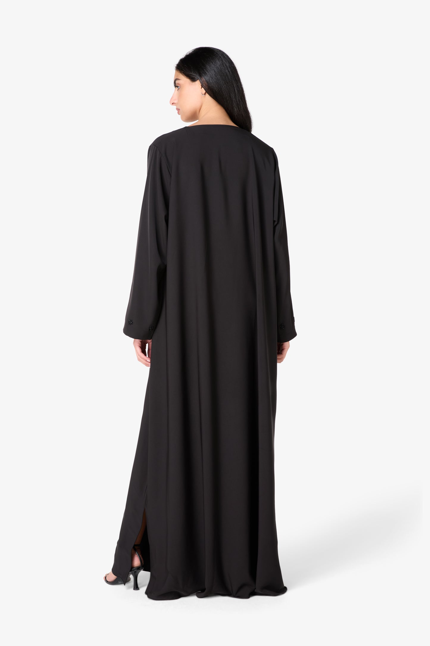 AMAALEEY | Beaded Neckline Black Abaya