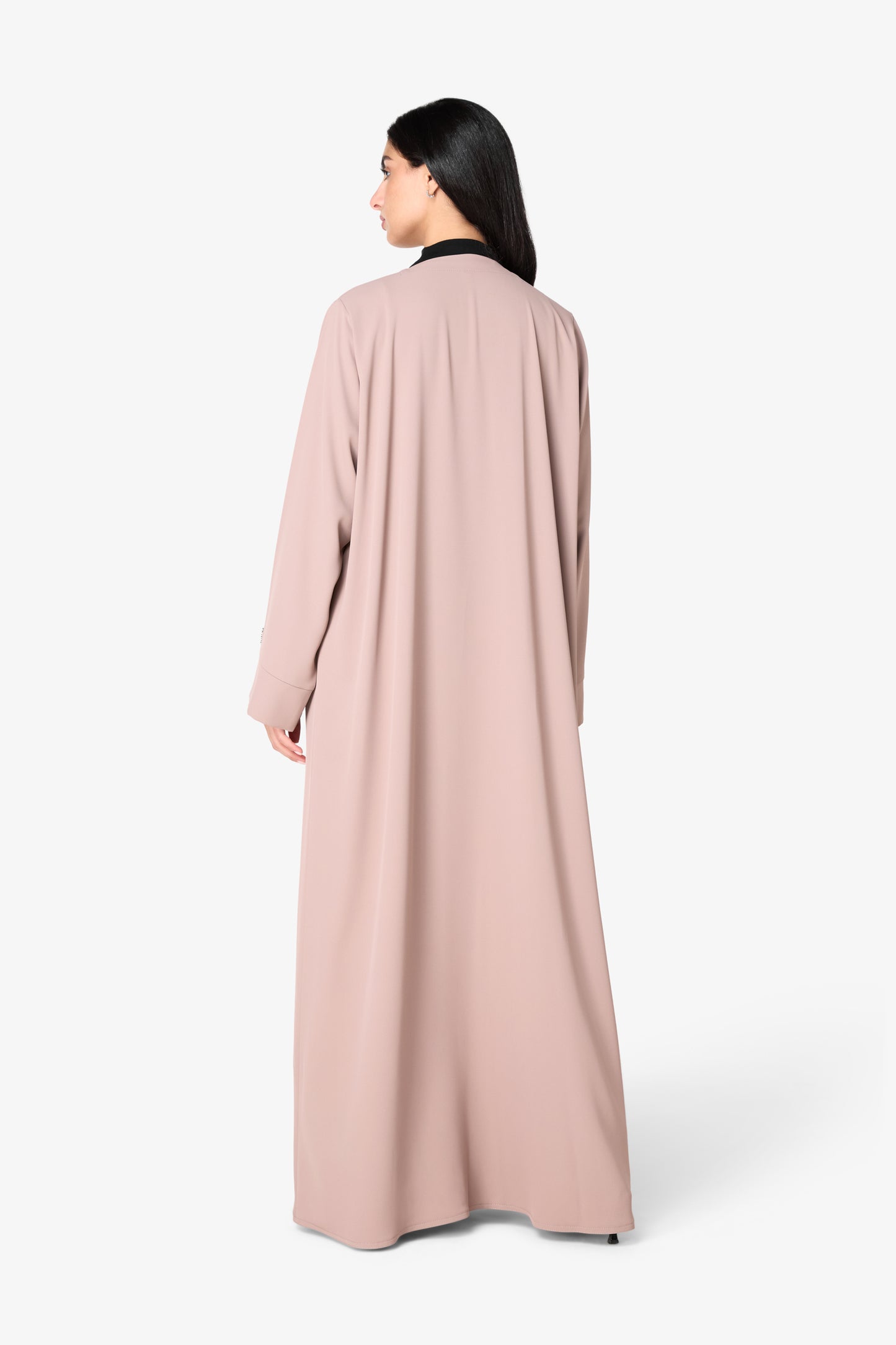 AMAALEEY | Beige Beaded Open Abaya