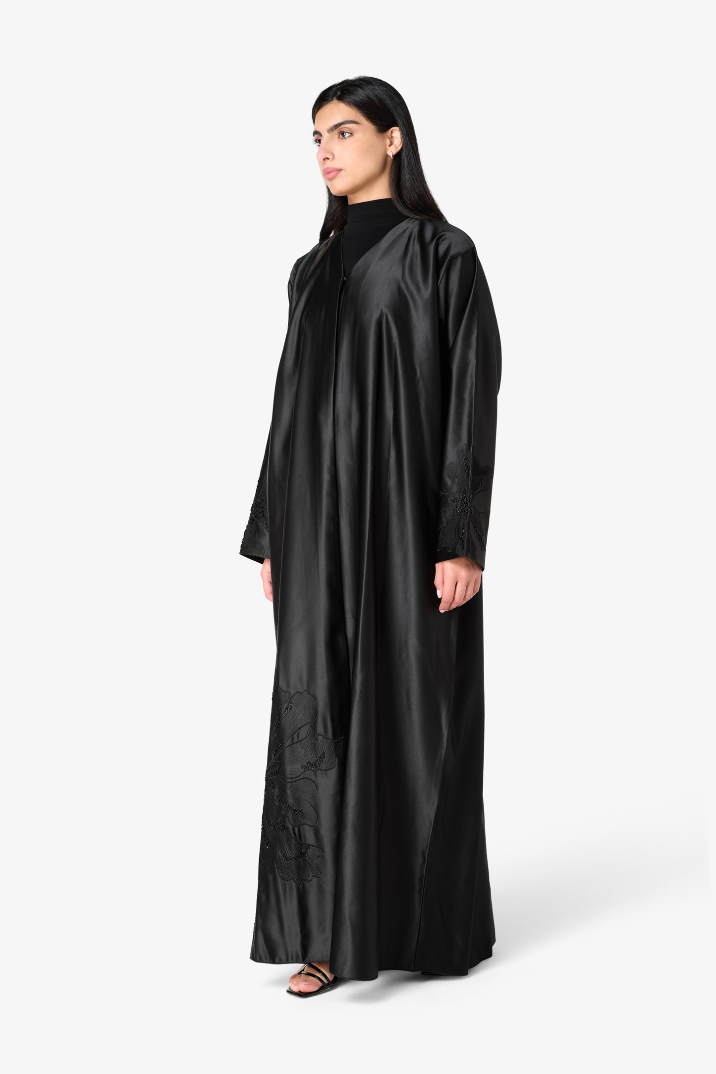AMAALEEY | Minimalist Black Shiny Abaya