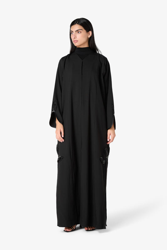 Moss Quartz Crystal-Embellished Abaya