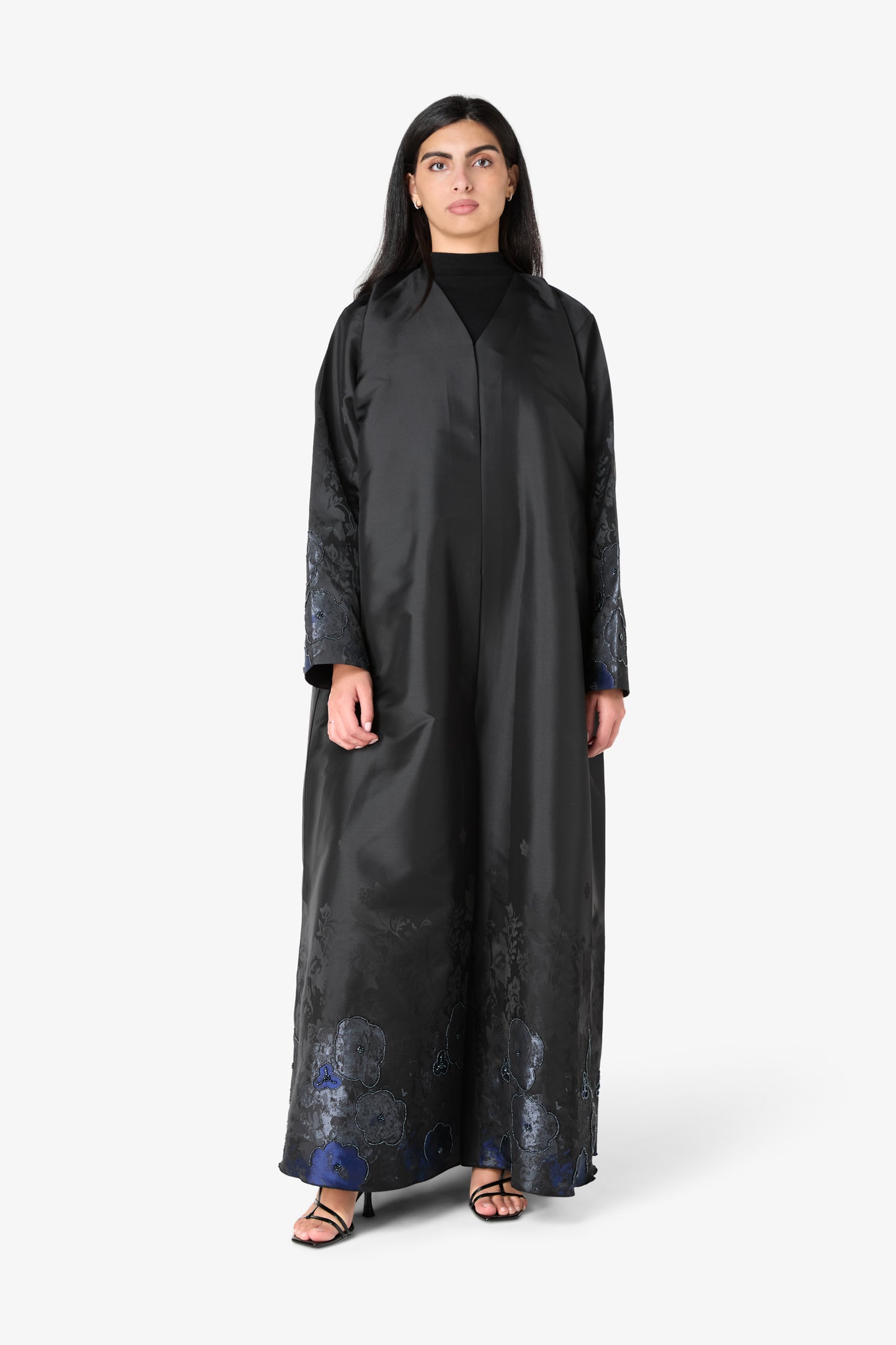 AMAALEEY | Blue and Green Floral Design Abaya