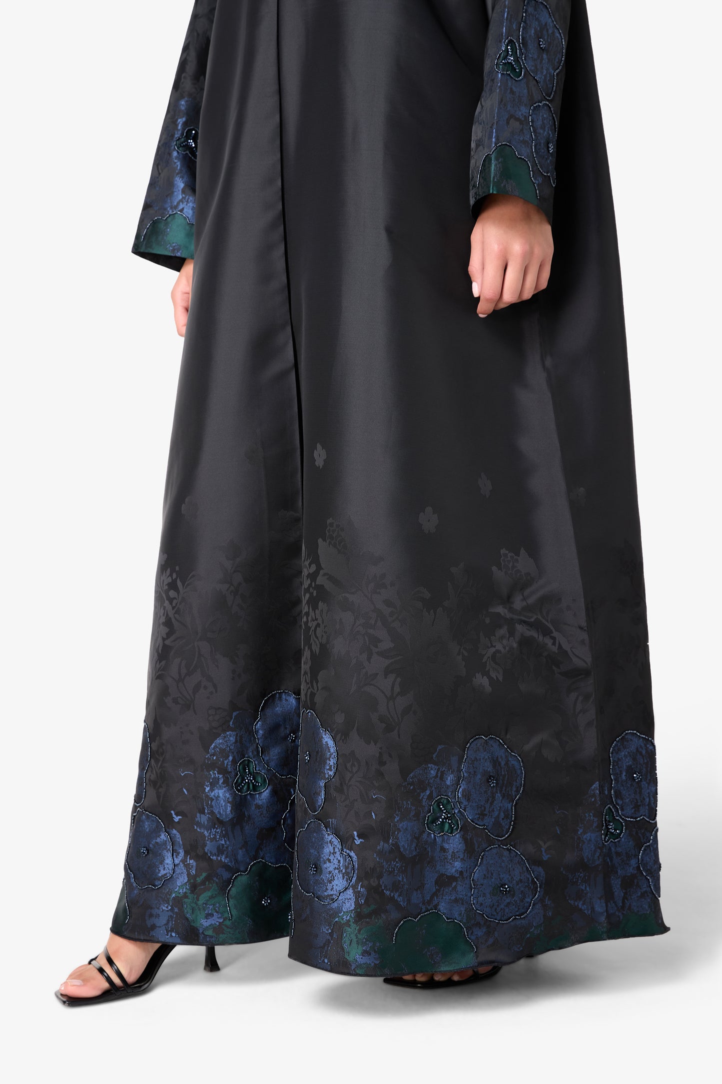 AMAALEEY | Blue and Green Floral Design Abaya