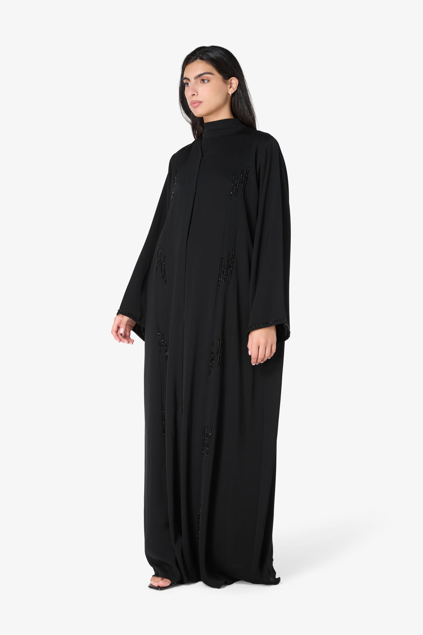 AMAALEEY | Simple Black Beaded Abaya