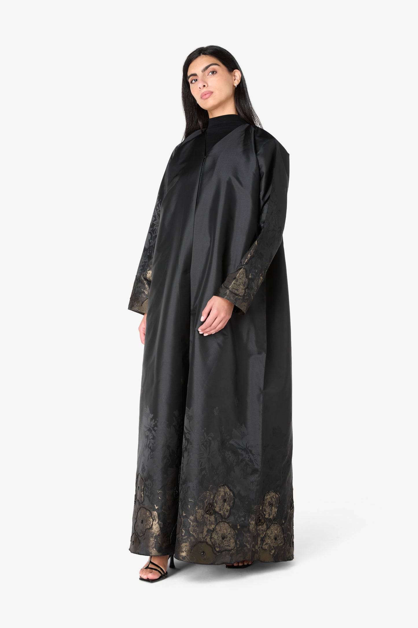 AMAALEEY | Gold Floral Design Abaya