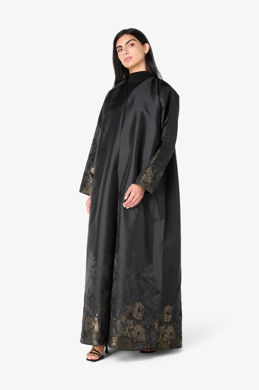 AMAALEEY | Gold Floral Design Abaya