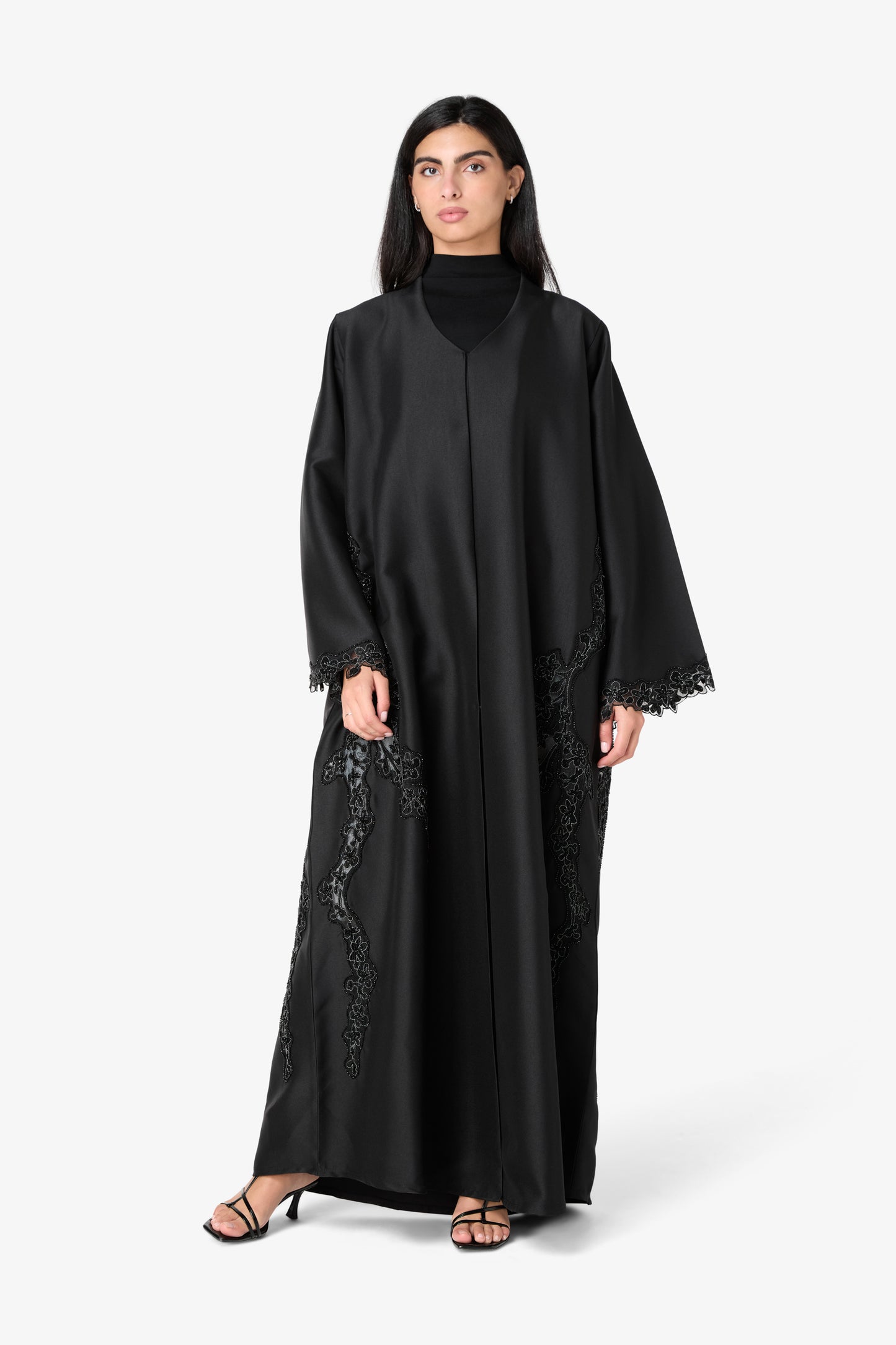 AMAALEEY | Deep Lace & Beaded Abaya