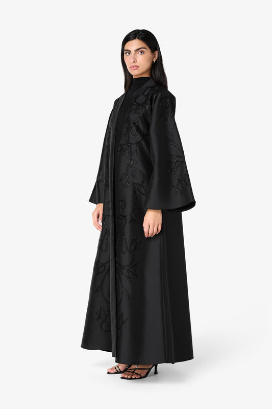 AMAALEEY | Embroidered Flowy Sleeve Abaya