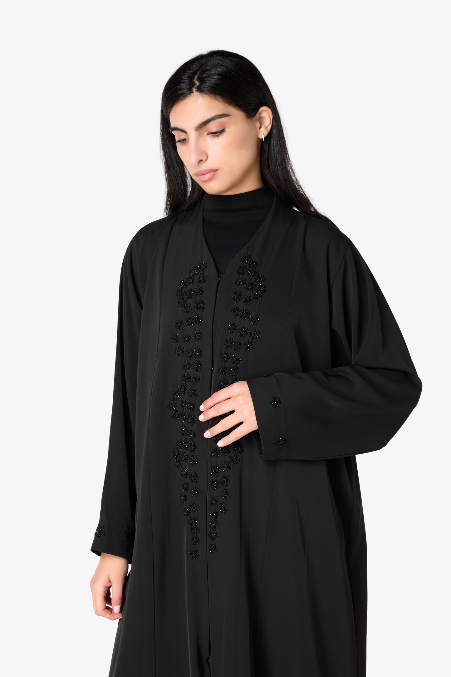 AMAALEEY | Elegant Embroidered Black Abaya