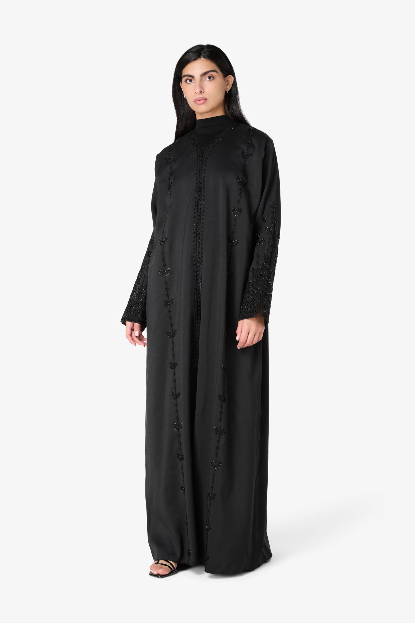 AMAALEEY | Black Butterfly Beaded Abaya
