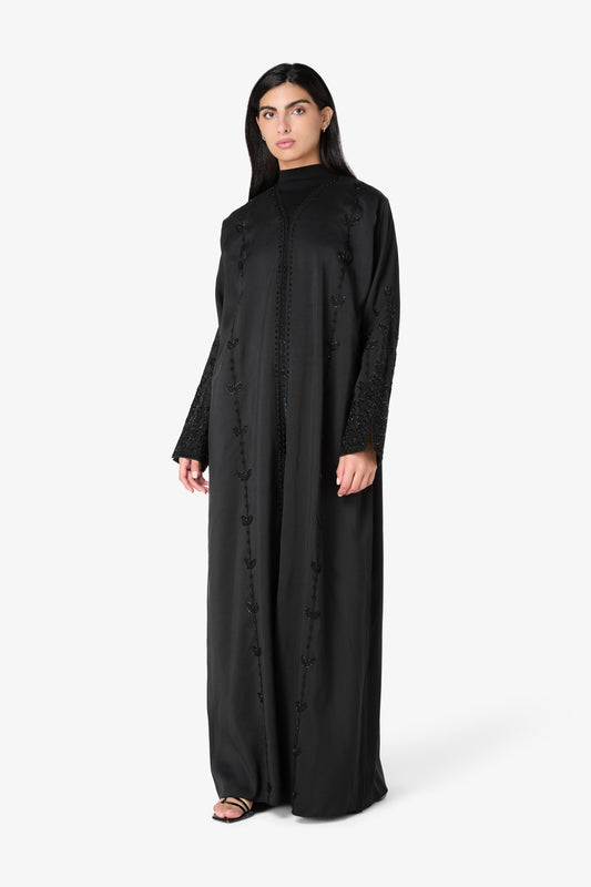 AMAALEEY | Black Butterfly Beaded Abaya
