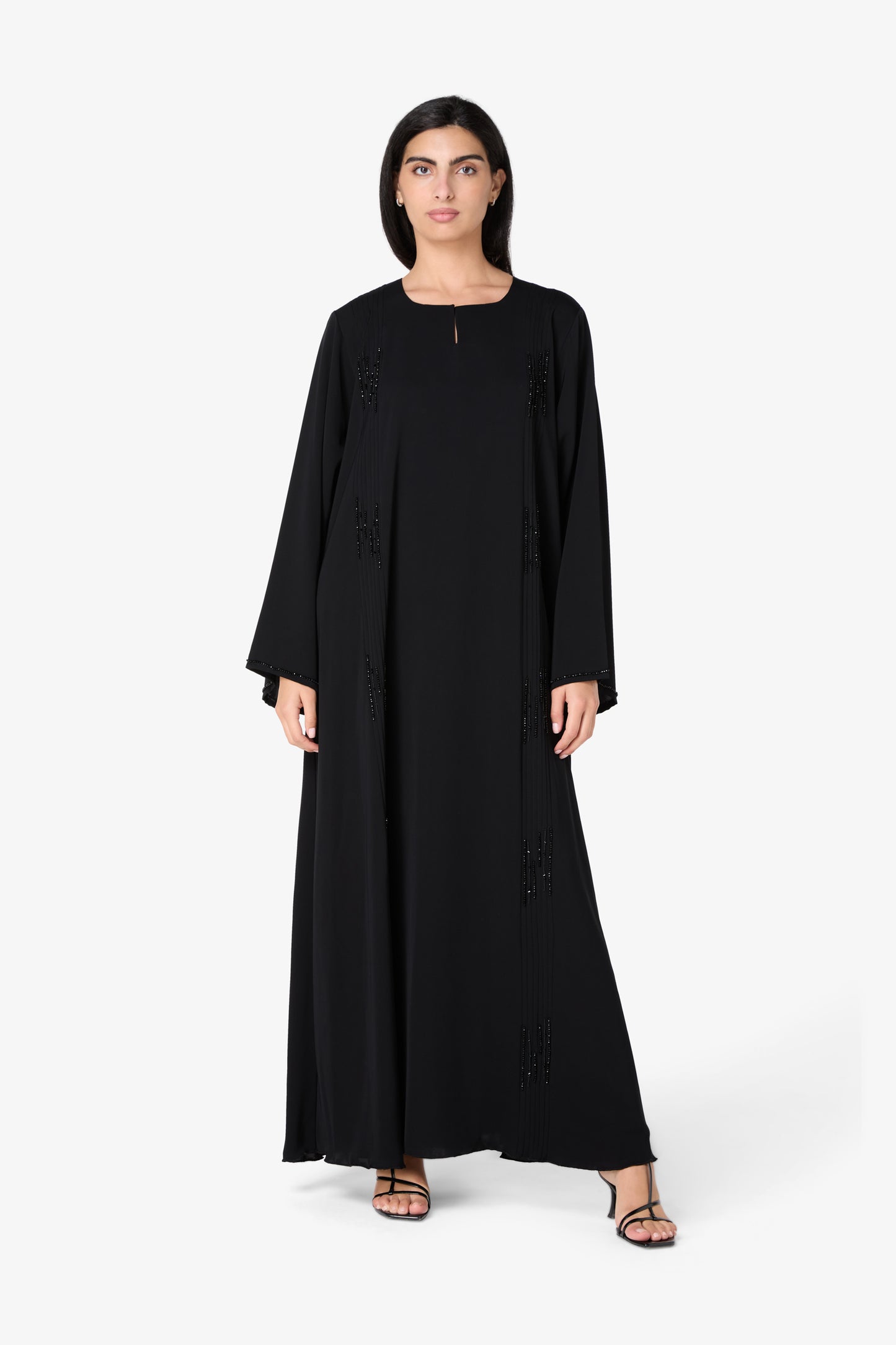 AMAALEEY | Linear Beaded Front Abaya