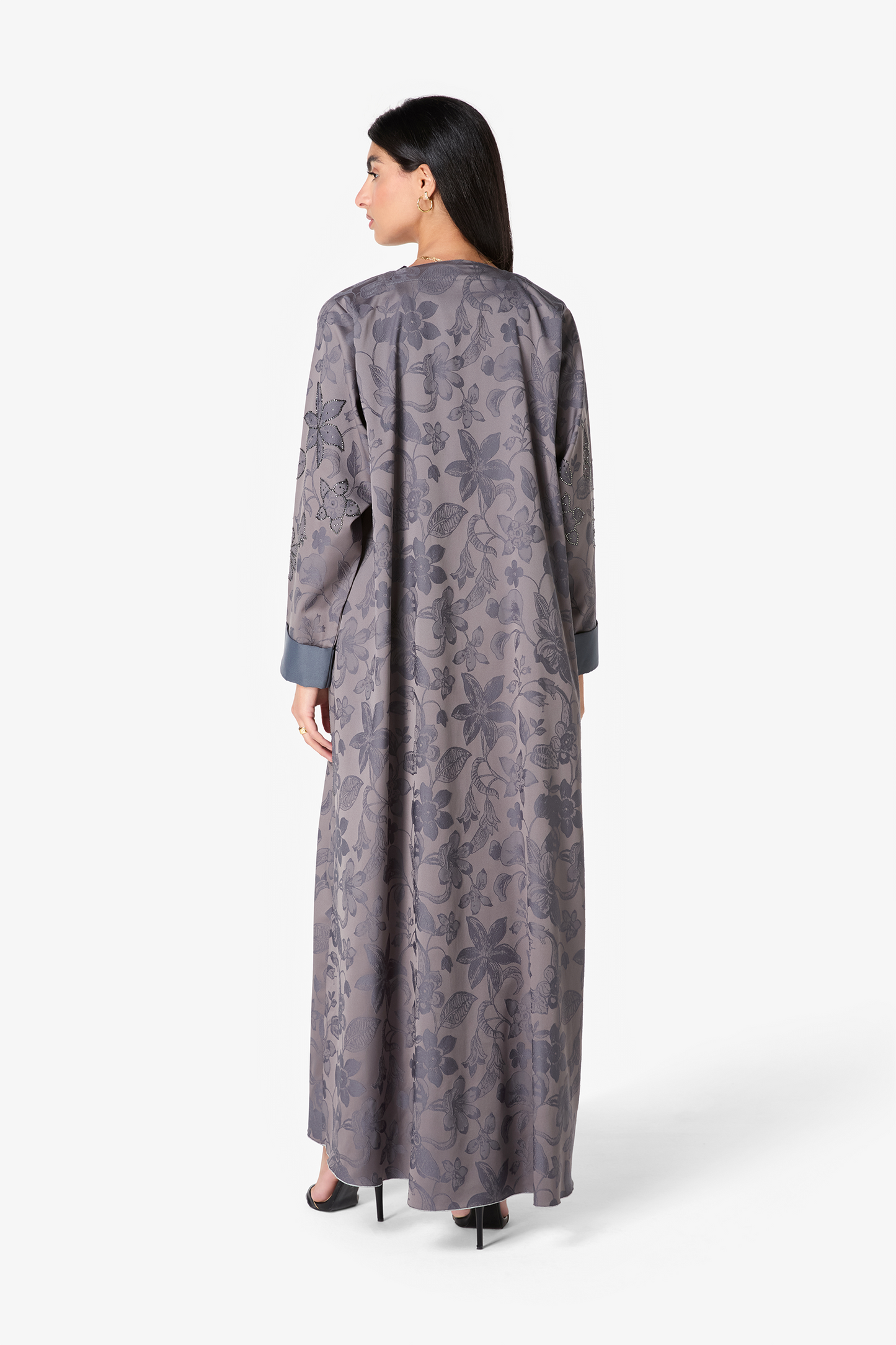 Ousha Black and White Panel Abaya