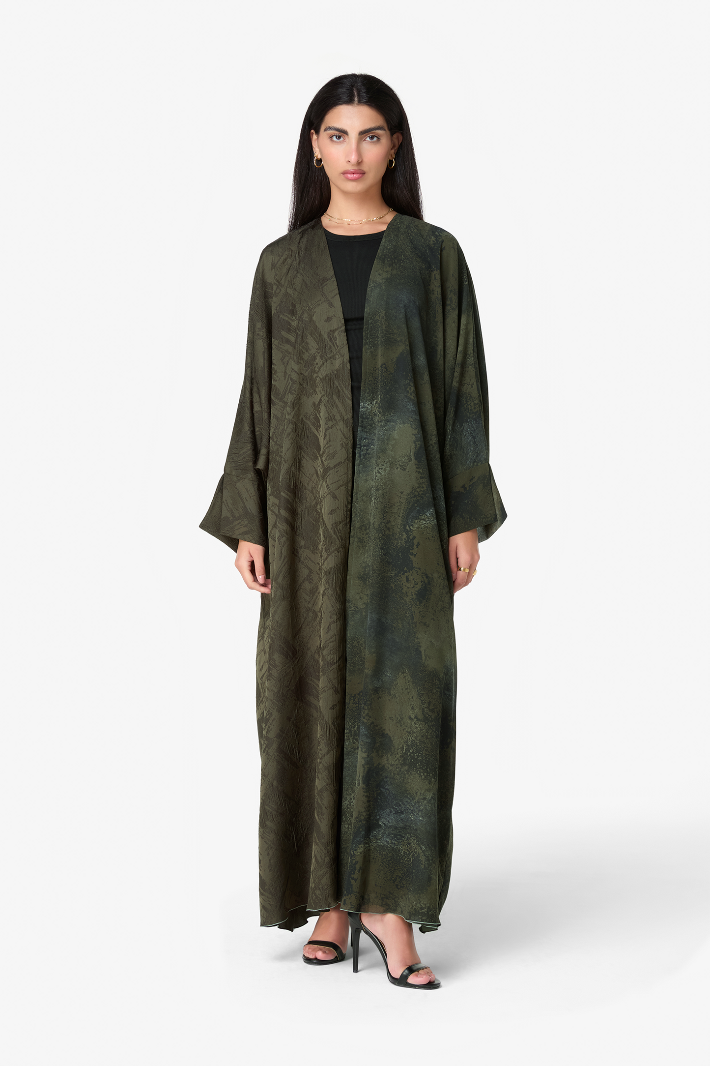 Olive Green Textured Abaya