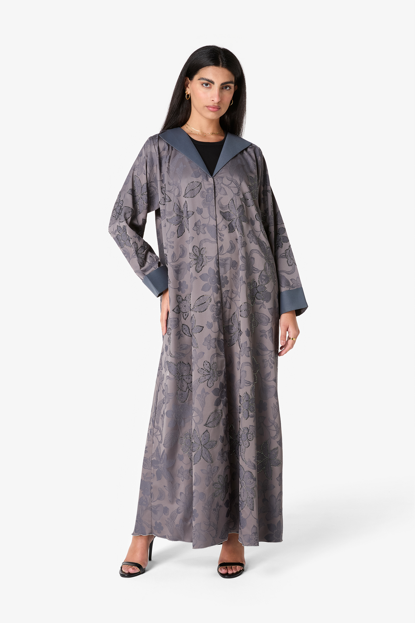 Ousha Black and White Panel Abaya