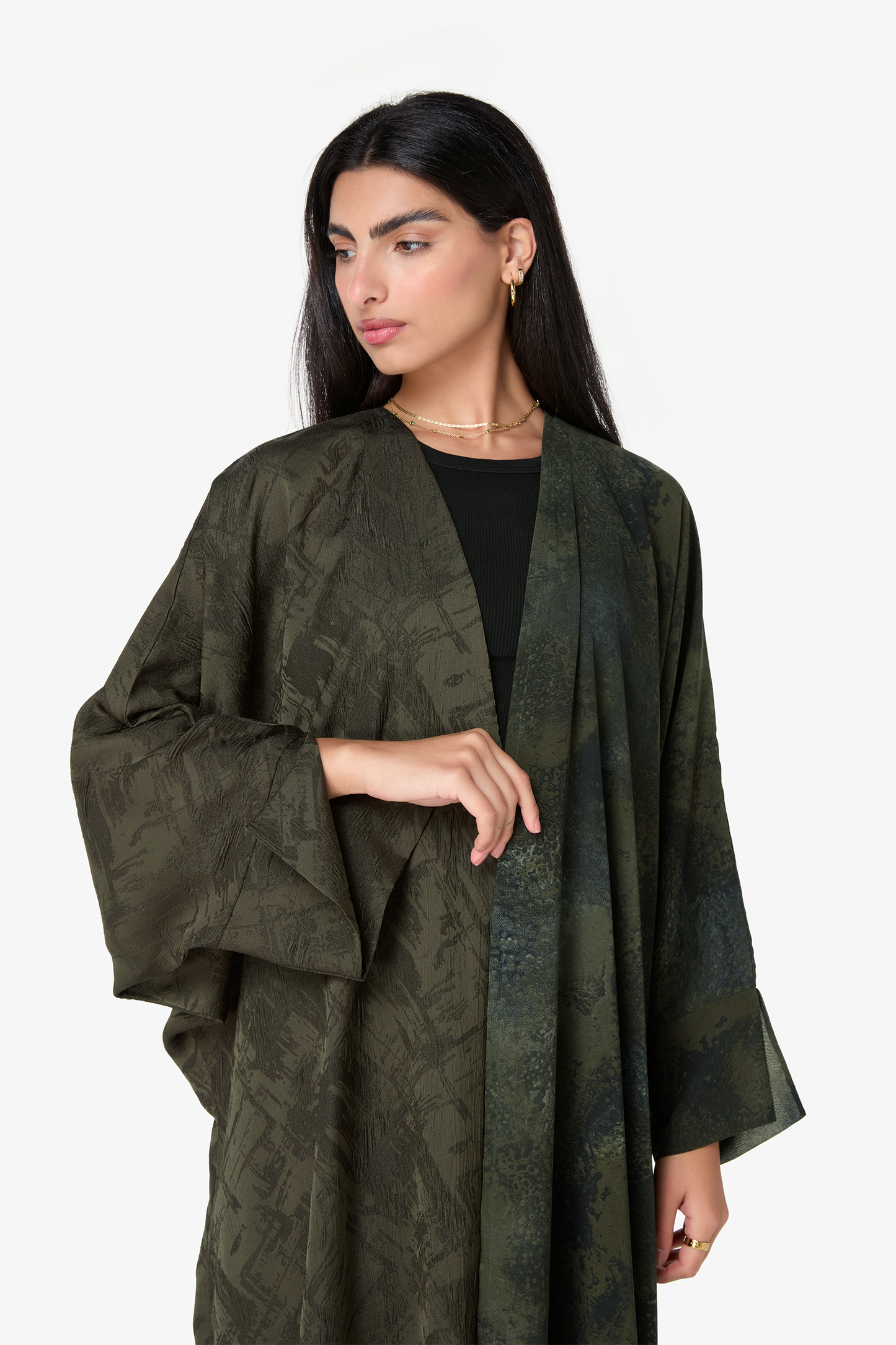 Olive Green Textured Abaya