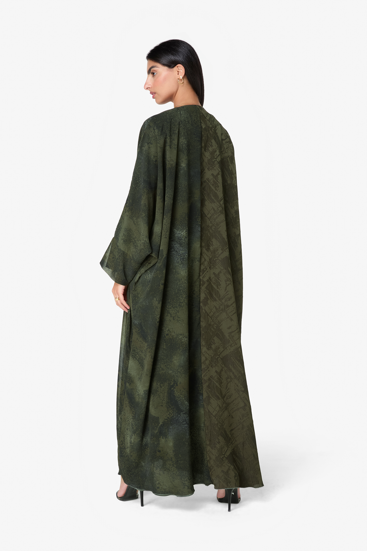 Olive Green Textured Abaya