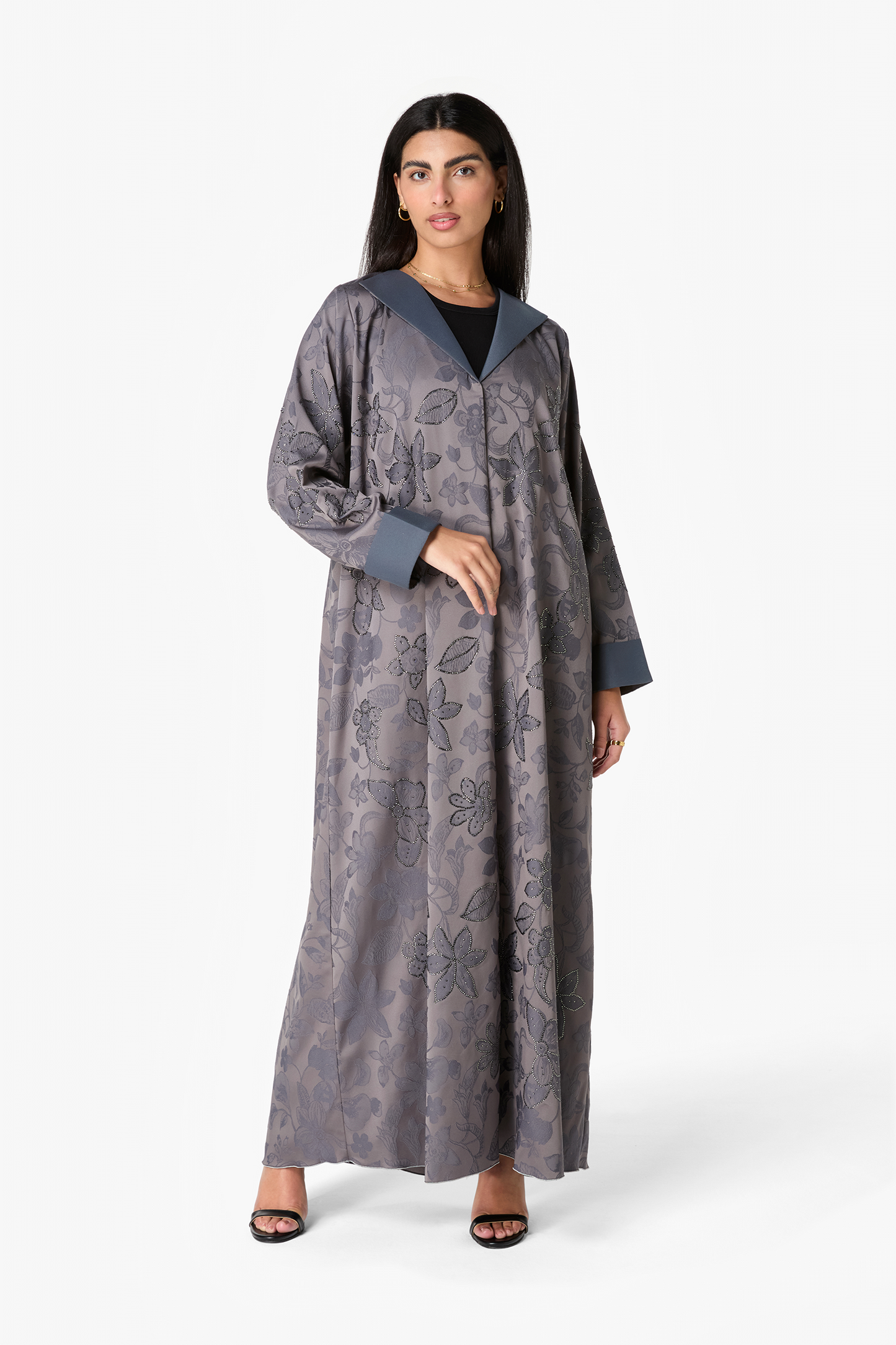 Ousha Black and White Panel Abaya